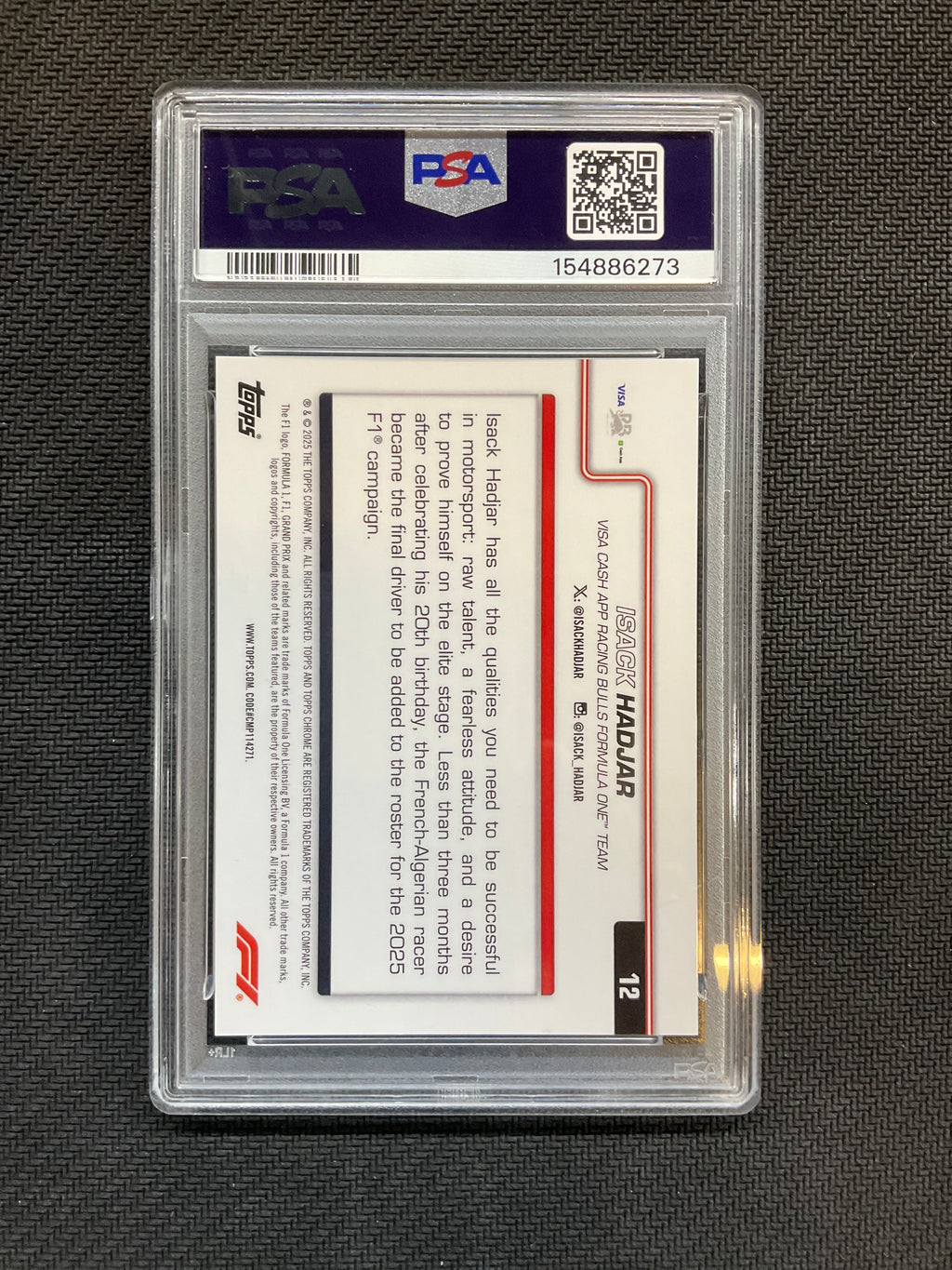 2025 Topps Chrome F1 Isack Hadjar Gold Checker Flag PSA 10