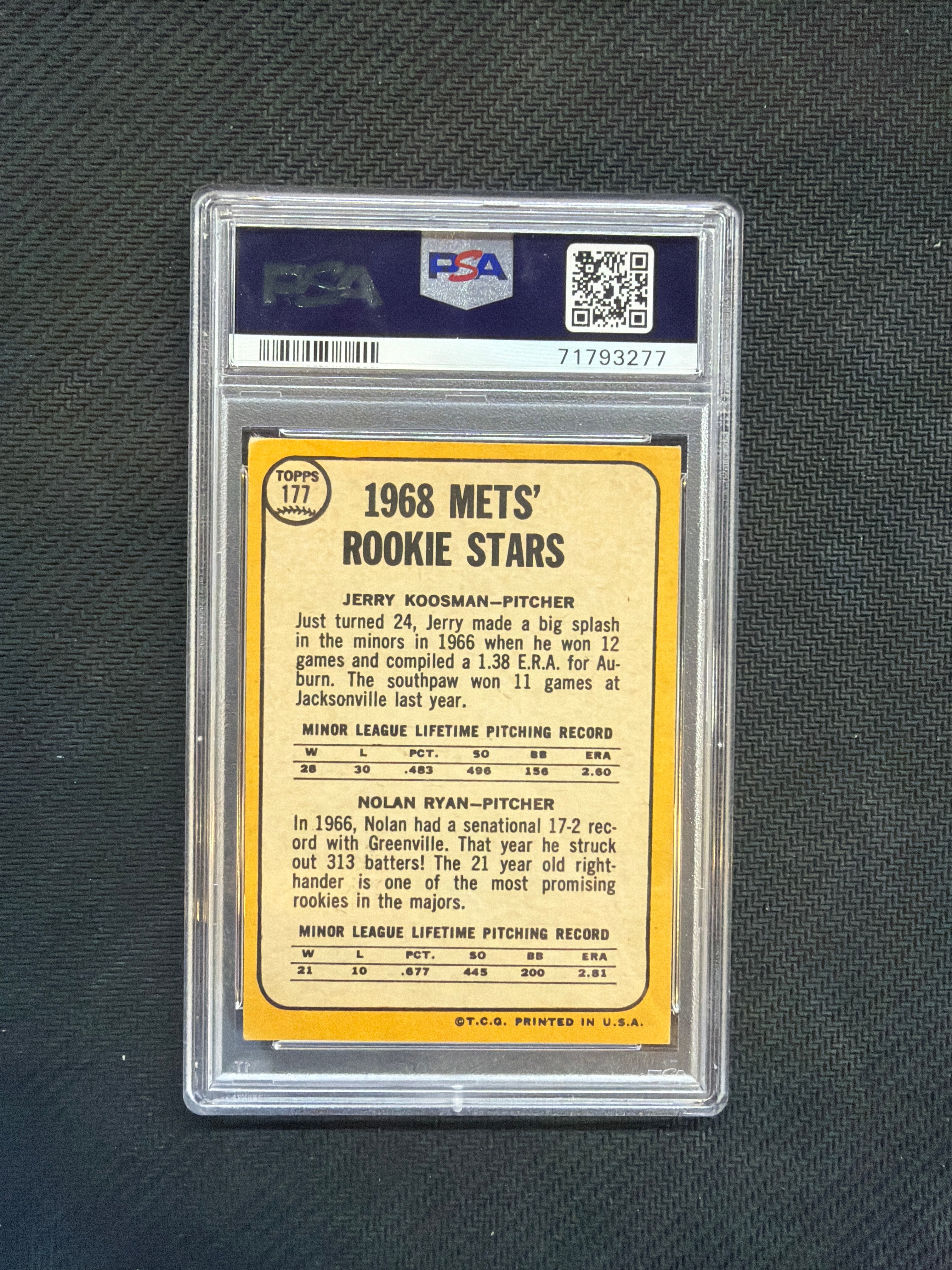 2969 Topps Mets Rookies Nolan Ryan Jerry Kioosman #177 PSA 4