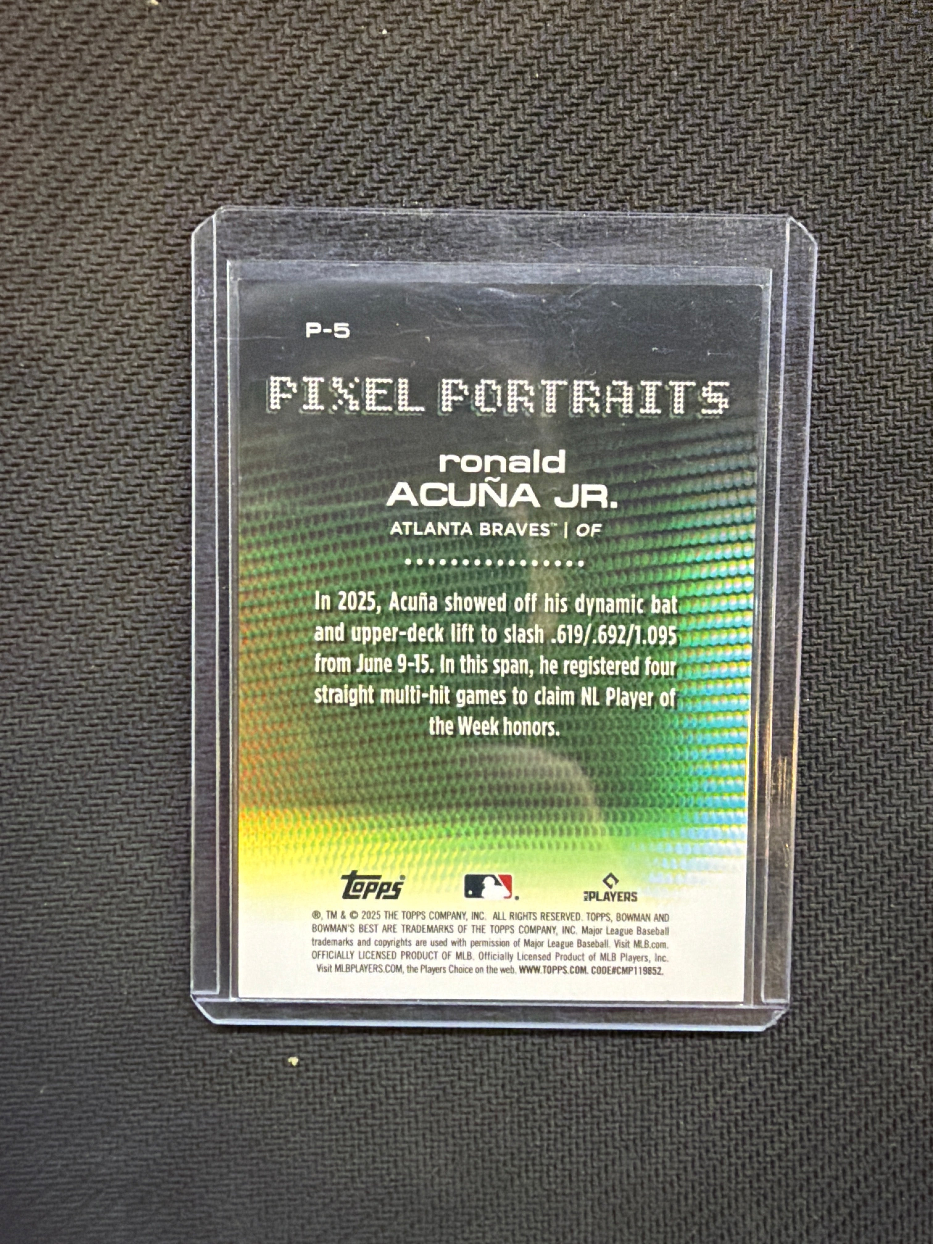 2025 Bowman's Best Ronald Acuna Jr. Pixel Portraits Lava Refractor /50 Braves