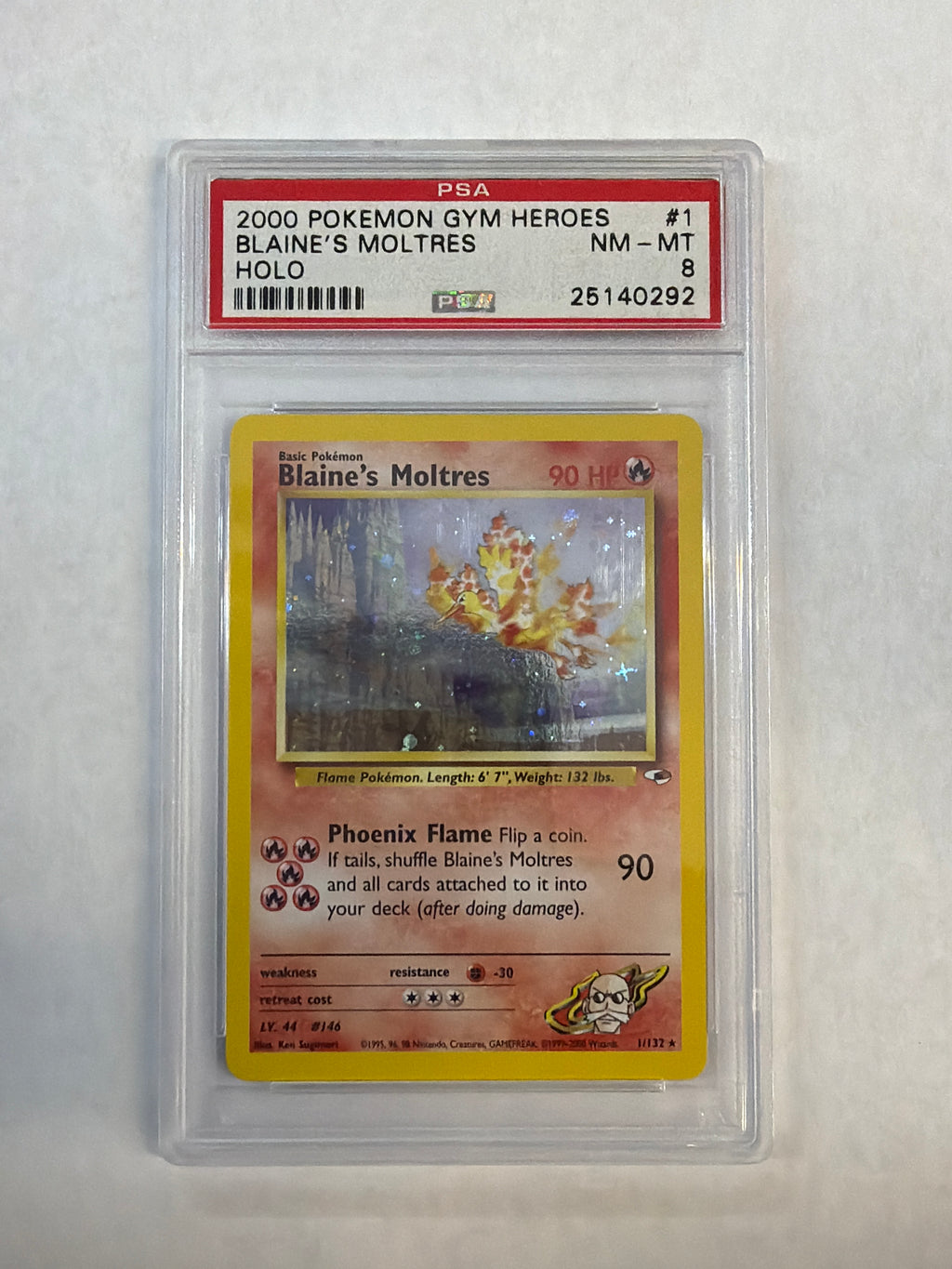 2000 Pokemon Gym Heroes Blaine's Moltres Holo 1 PSA 8