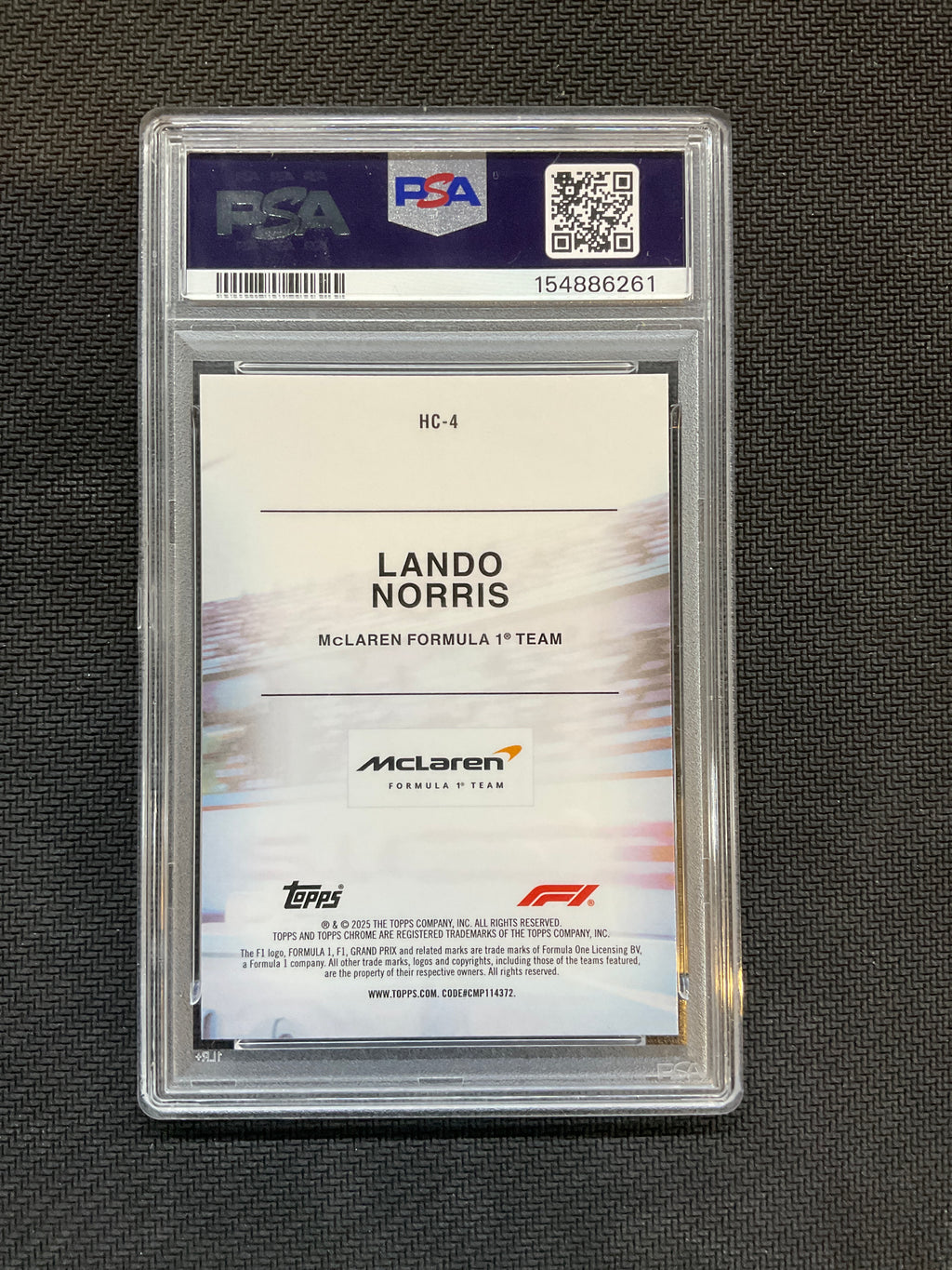 2025 Topps Chrome F1 Lando Norris Helmet Collection PSA 10