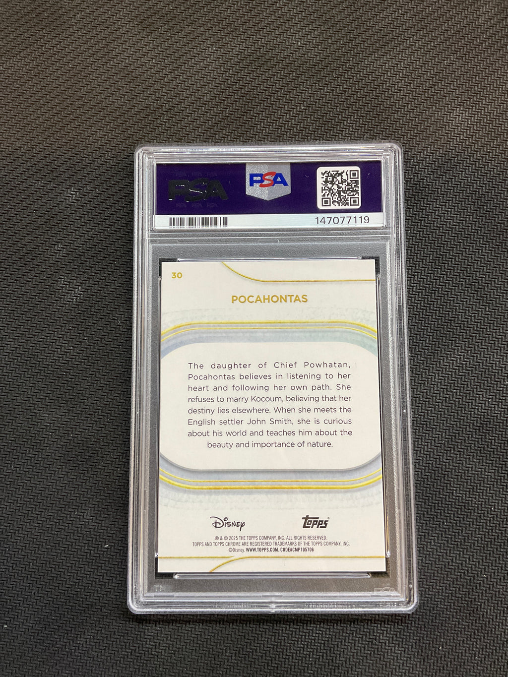2025 Topps Chrome Disney Sapphire Pocahontas PSA 10 119