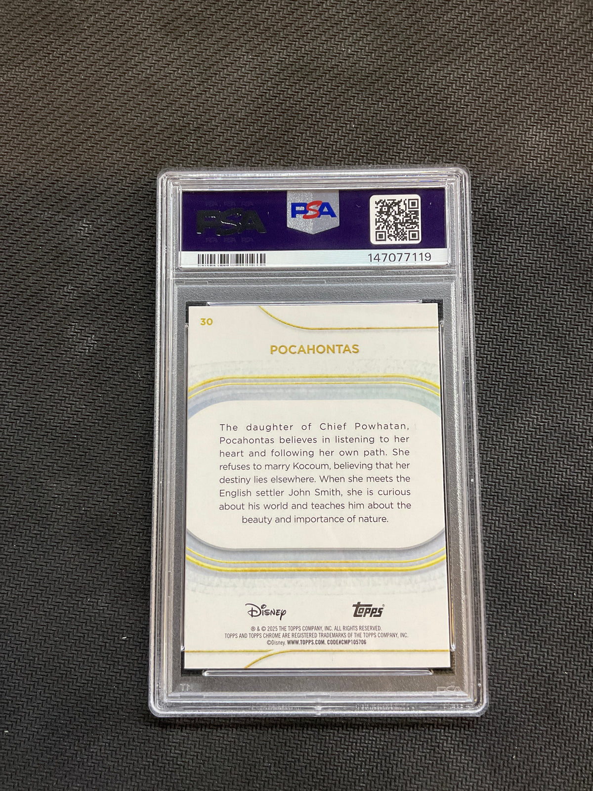 2025 Topps Chrome Disney Sapphire Pocahontas PSA 10 119