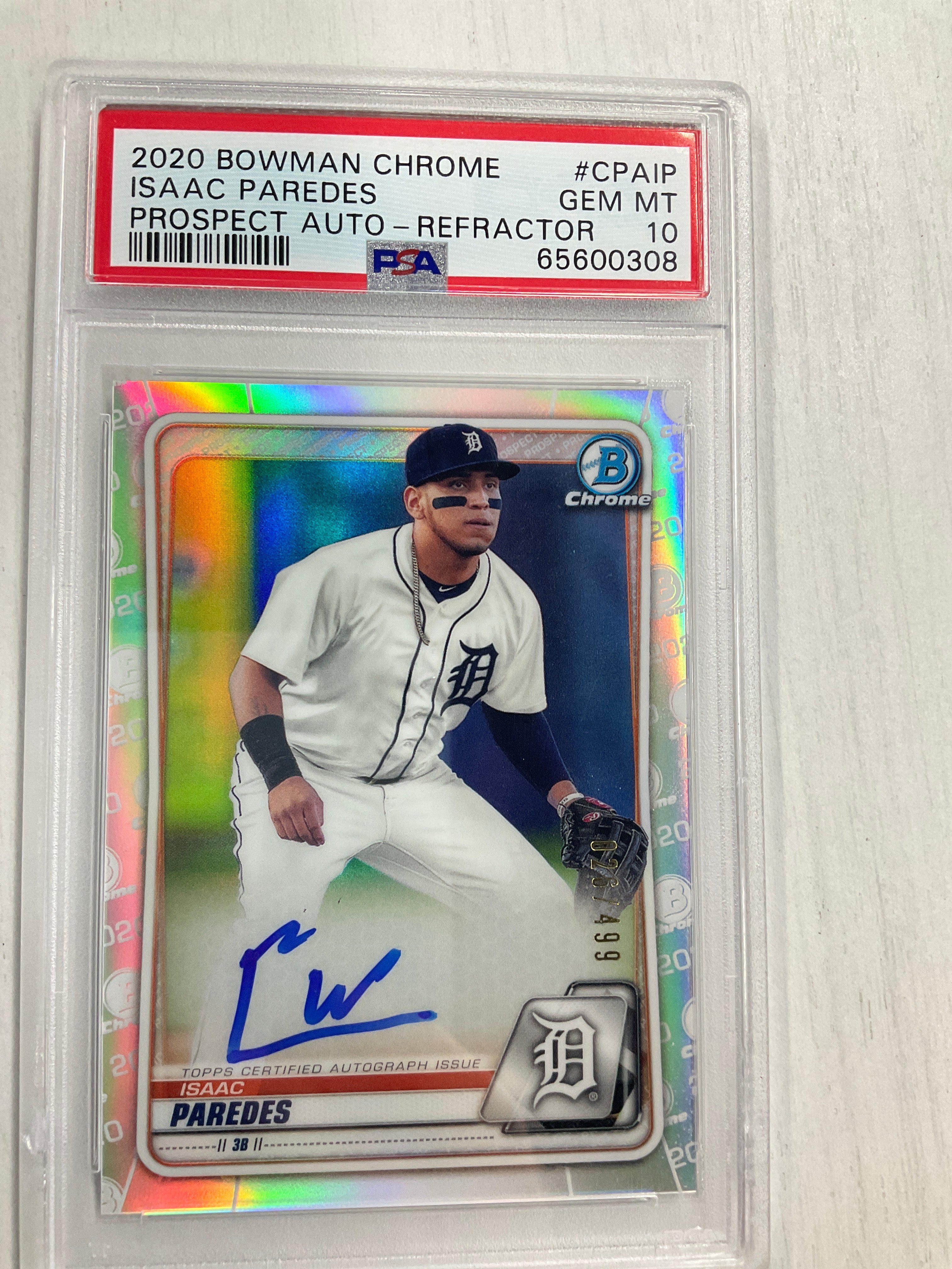 2020 Bowman Chrome Isaac Paredes Auto /499 PSA 10