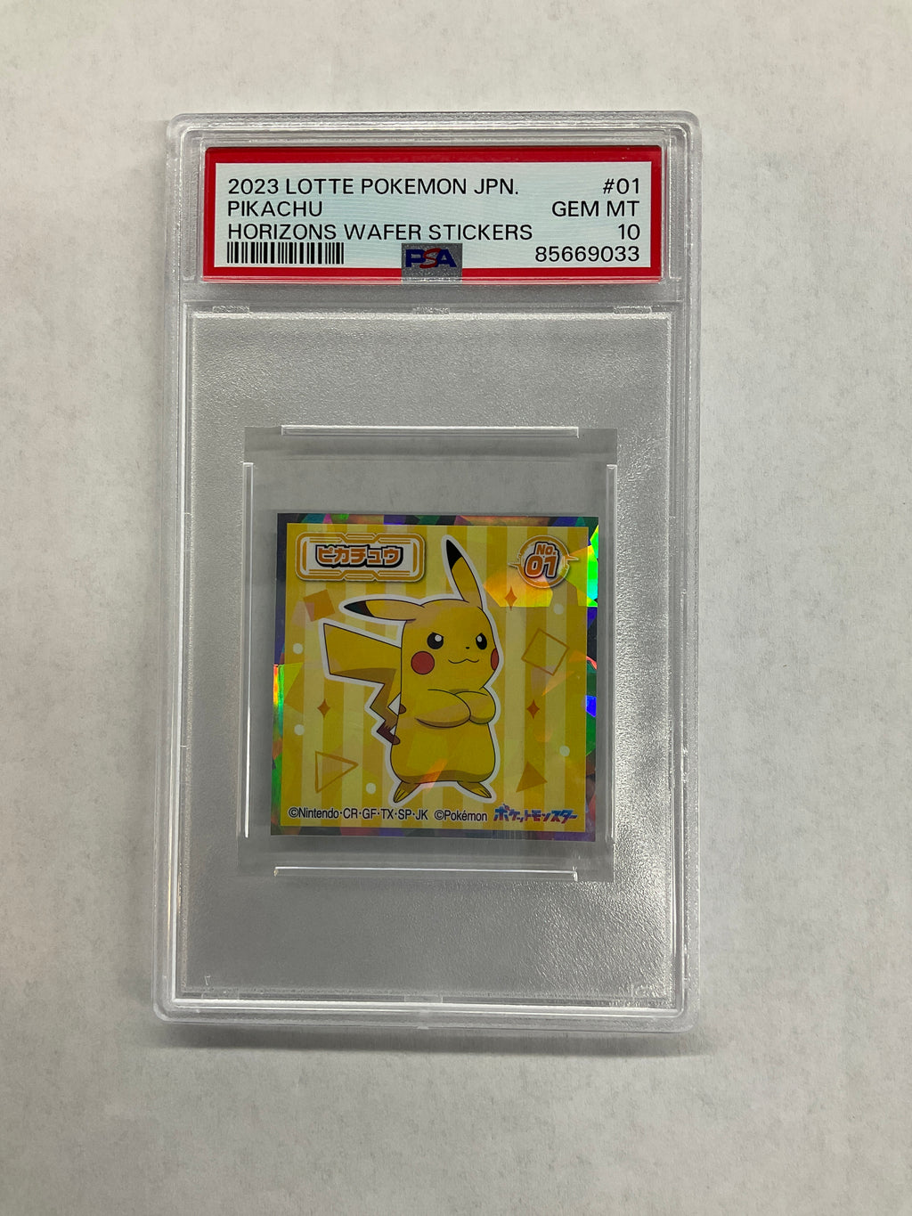2023 Japanese Pokemon Lotte Horizons Wafer Stickers Pikachu #01 PSA 10