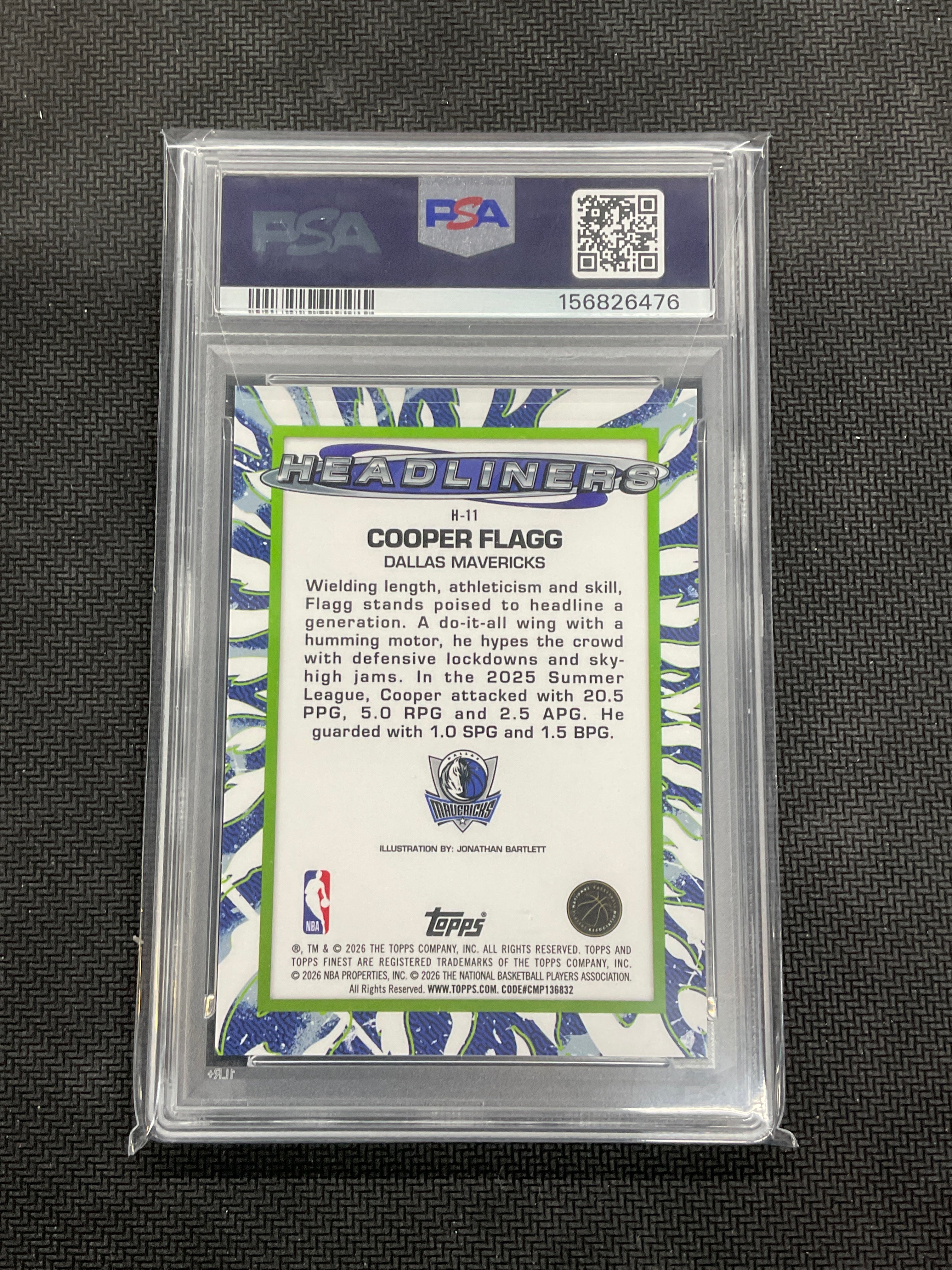 2025/26 Topps Finest Cooper Flagg Headliners Rookie PSA 10 Case Hit