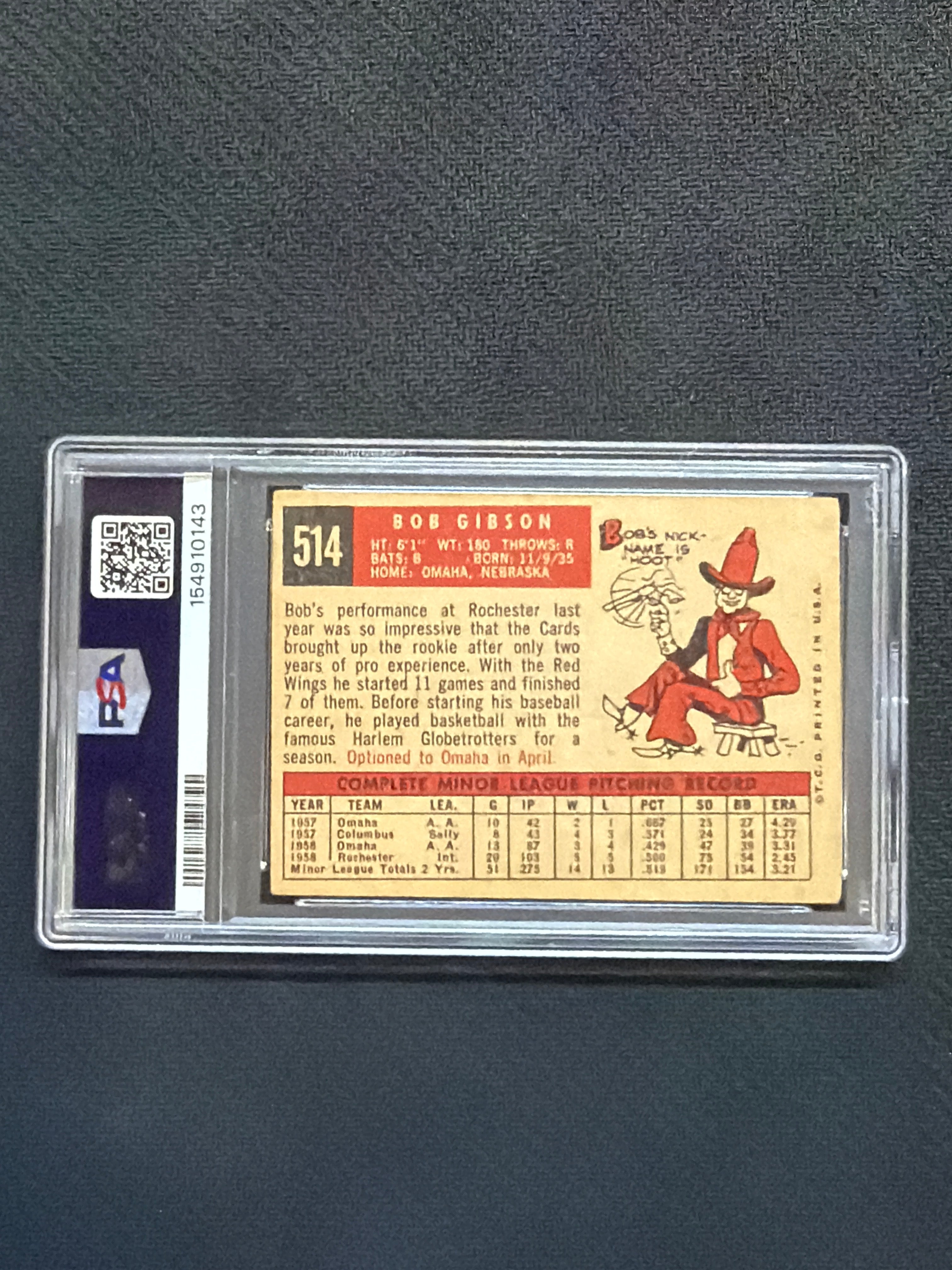 1959 Topps Bob Gibson #514 Rookie PSA 1.5 143