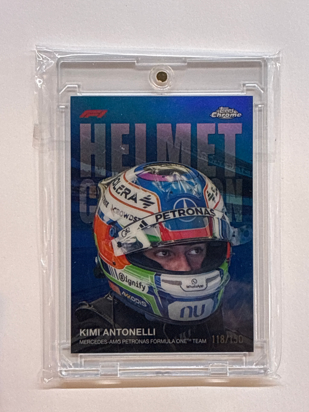 2026 Topps Chrome F1 Kimi Antonelli Helmet Collection Blue Refractor /150