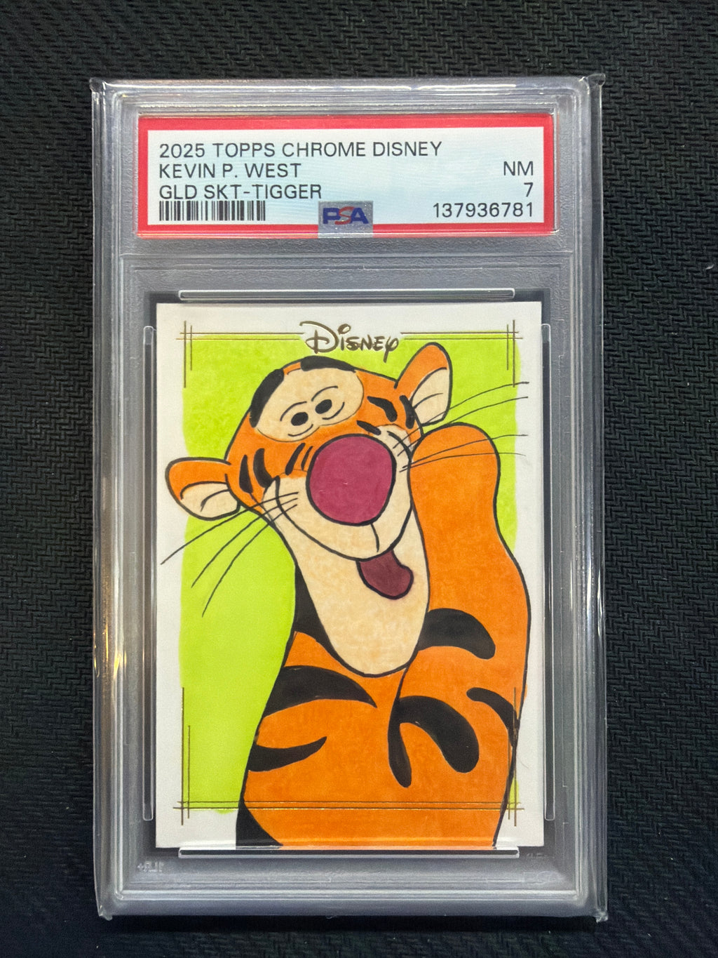 2025 Topps Chrome Disney Kevin P. West Tigger Sketch PSA 7 1/1