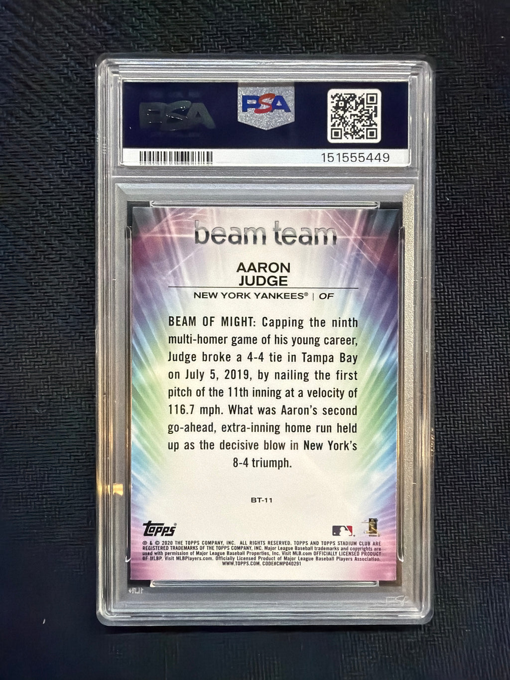 2020 Stadium Club Aaron Judge Beam Team PSA 10 Yankees 449
