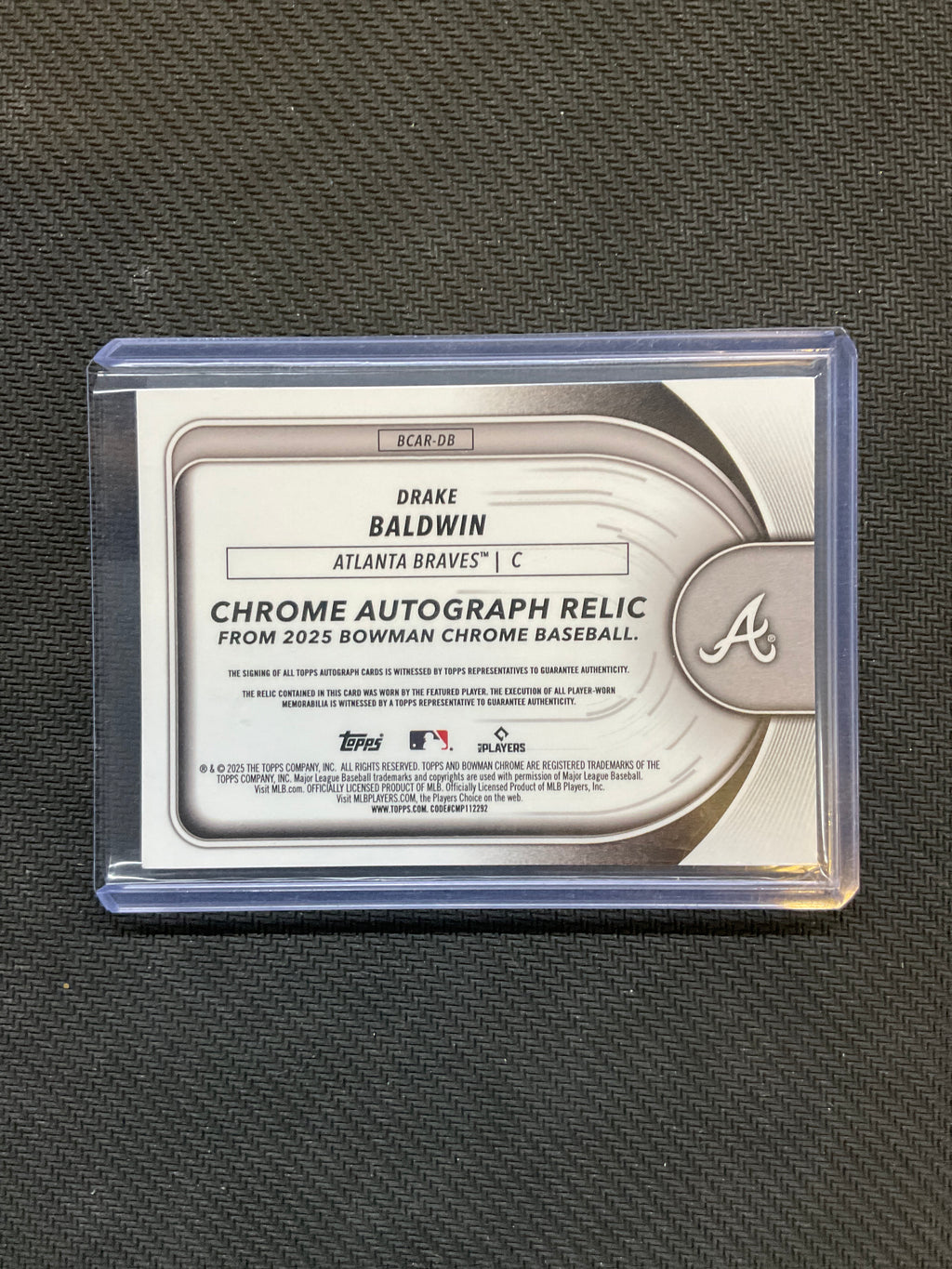 2025 Bowman Chrome Drake Baldwin Rookie Patch Auto /150 Braves
