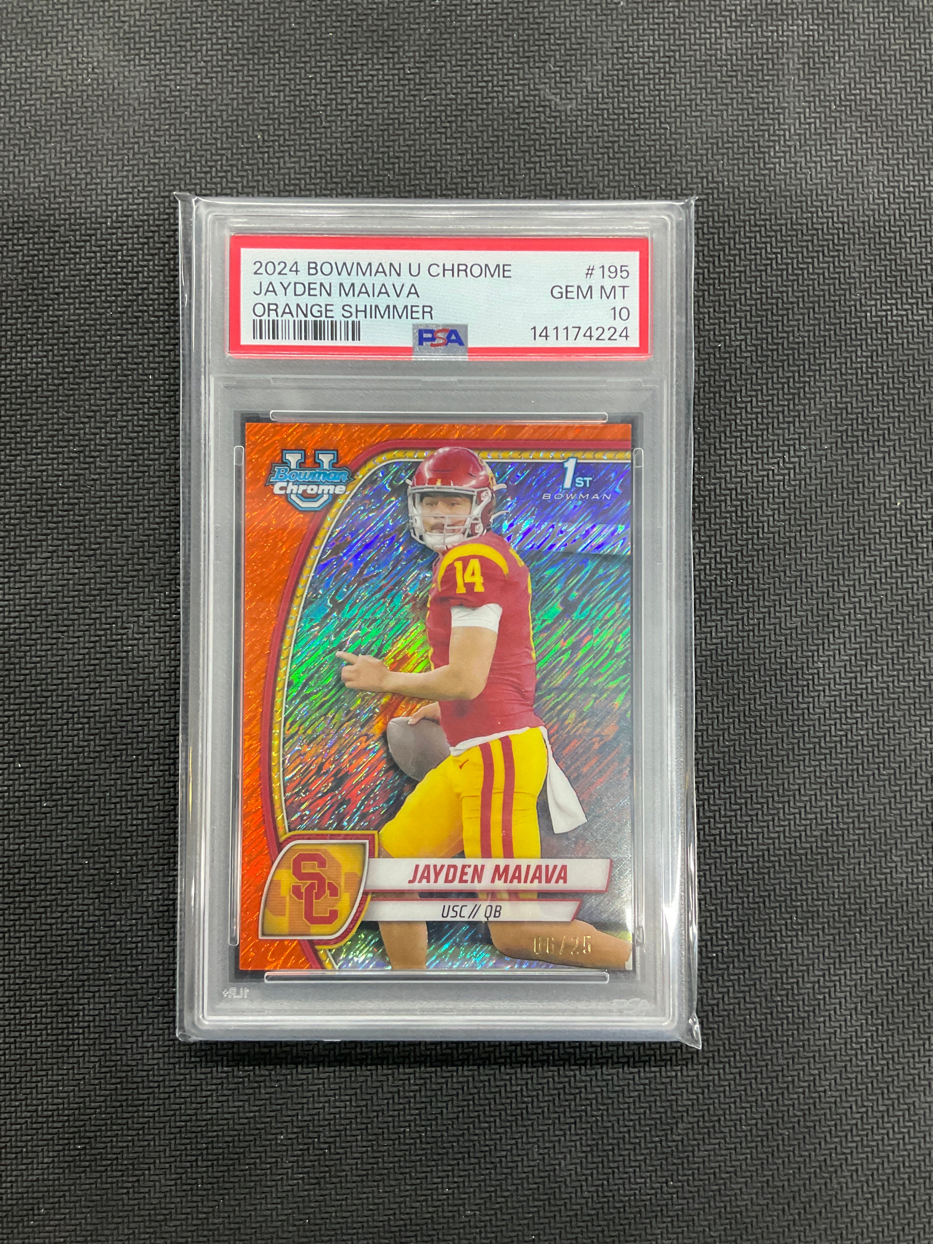 2024 Bowman U Jayden Maiava Orange Shimmer /25 PSA 10 USC