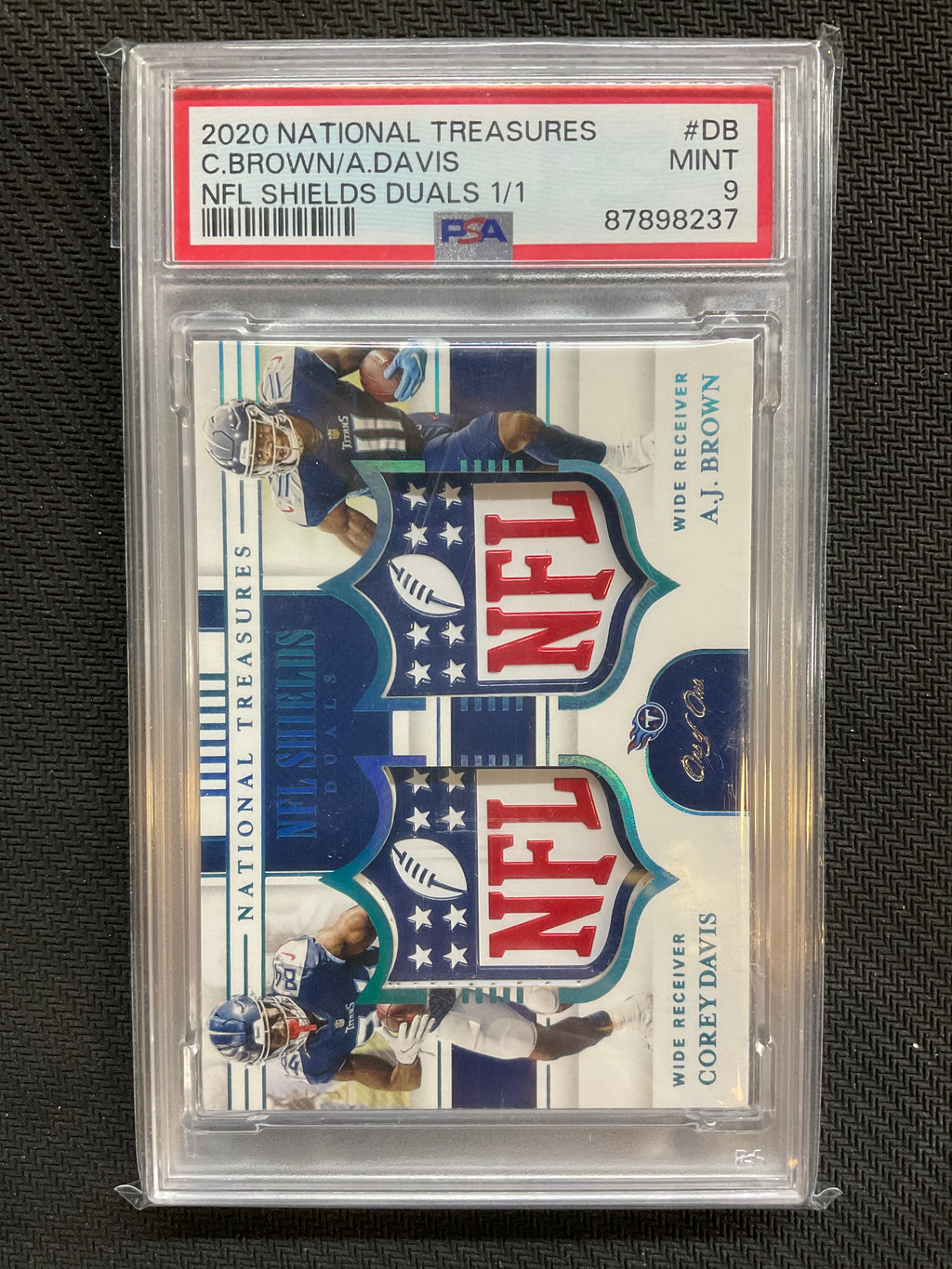 2020 National Treasures Corey Davis / A.J. Brown NFL Shields Dual 1/1 PSA 9 Titans
