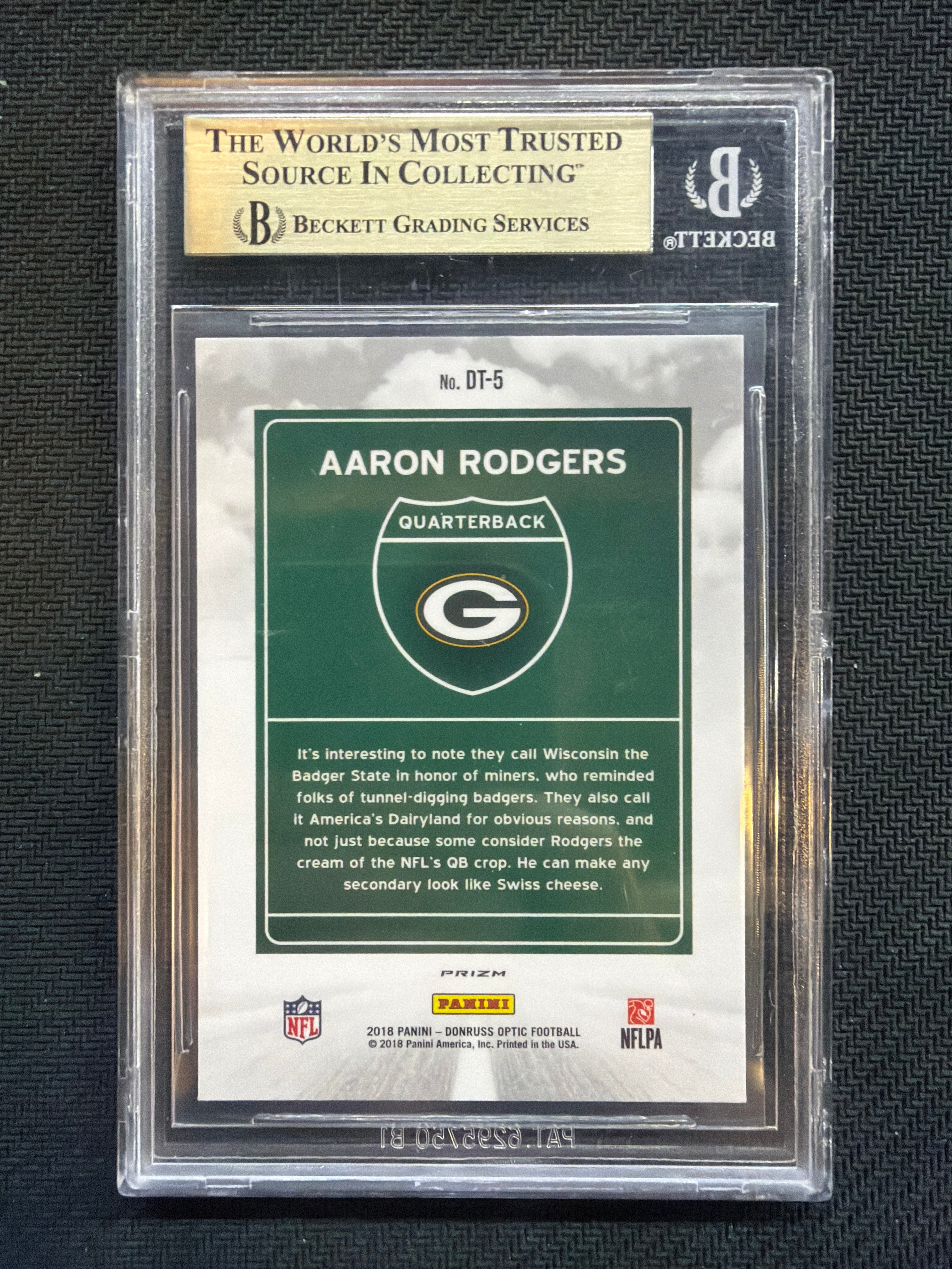2018 Donruss Optic Aaron Rodgers Downtown! BGS 9.5 Packers