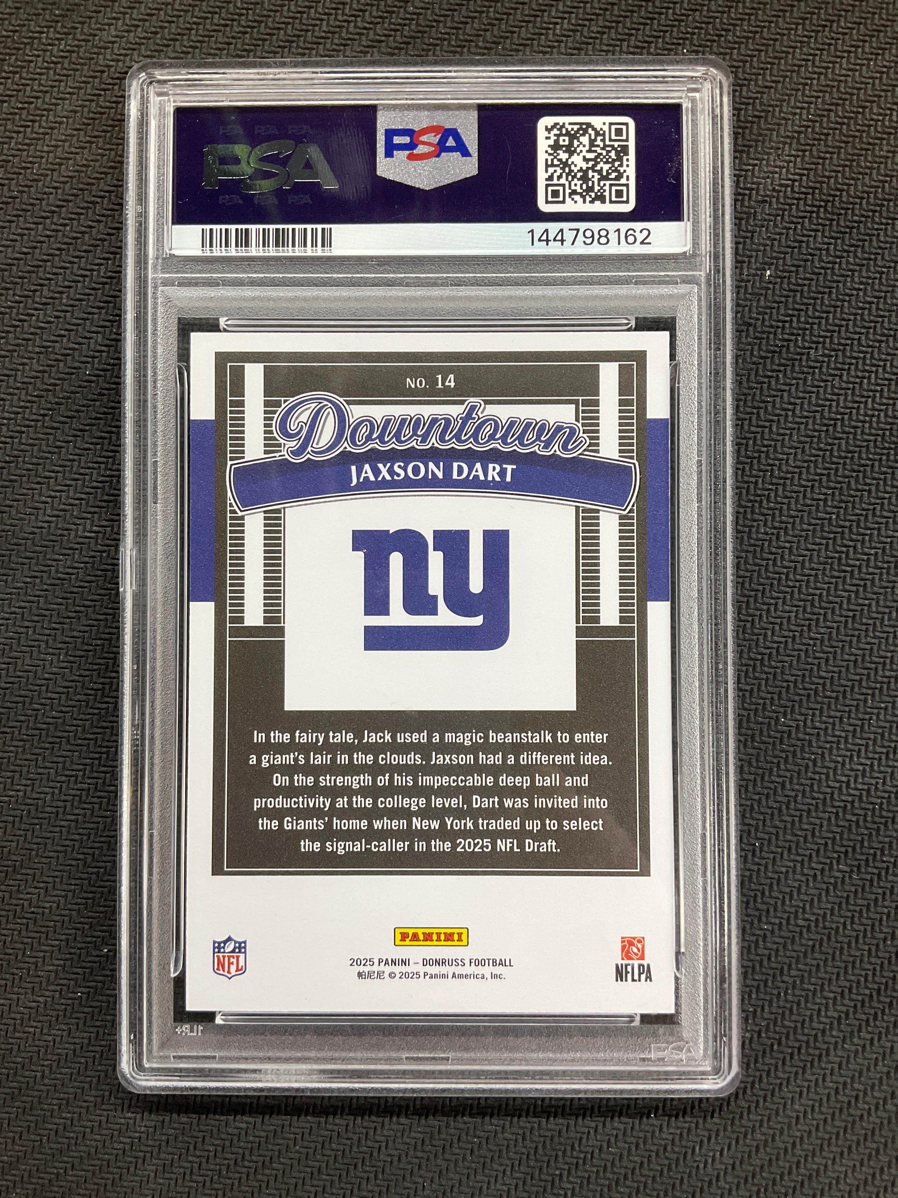 2025 Donruss Jaxson Dart Rookie Downtown! PSA 10 #14 162