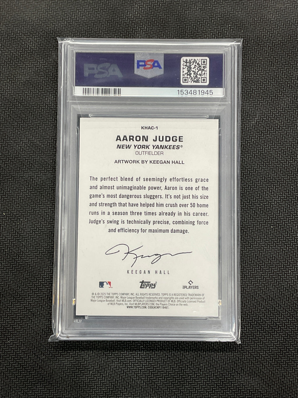 2025 Topps Update Aaron Judge Keegan Hall Art #1 PSA 9