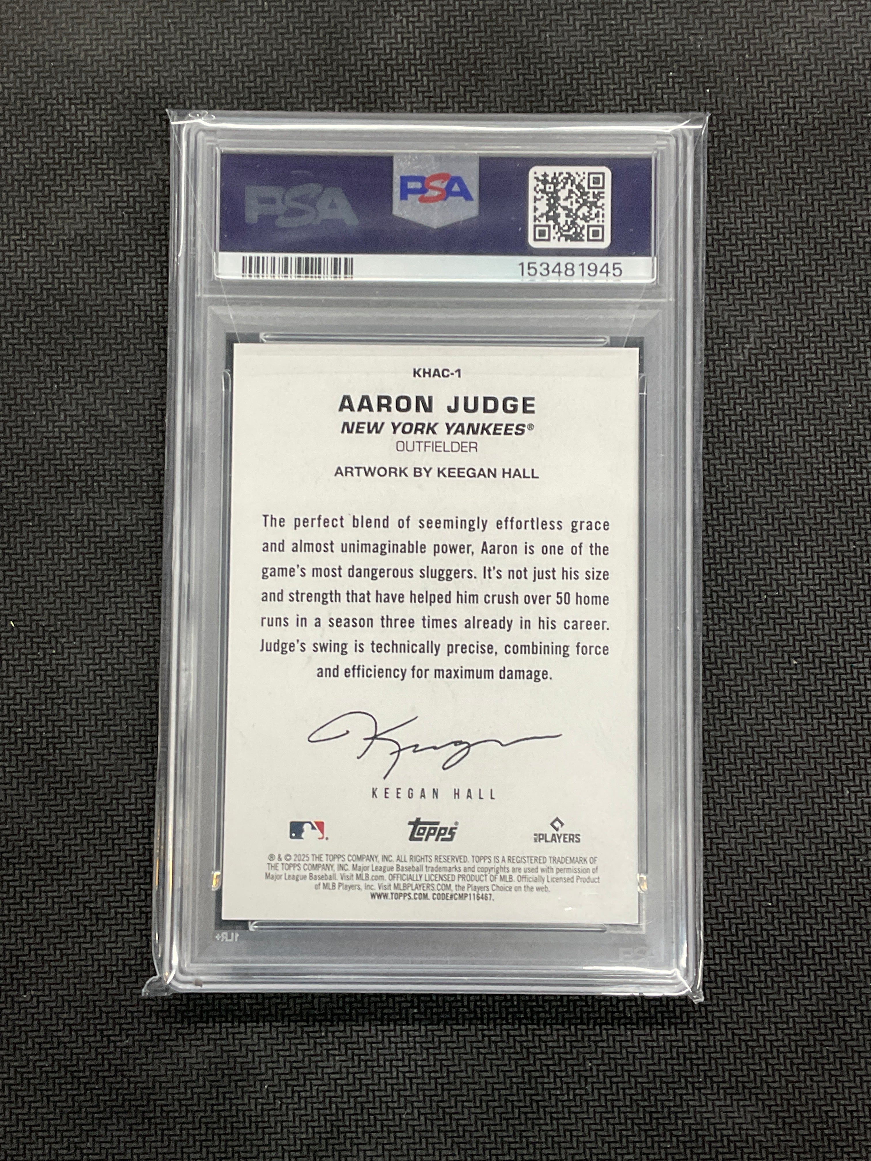 2025 Topps Update Aaron Judge Keegan Hall Art #1 PSA 9