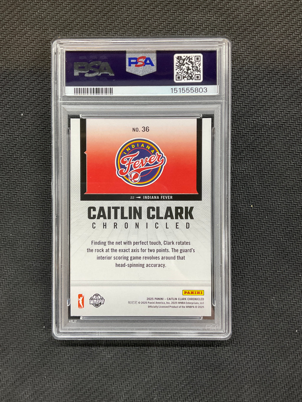 2025 Panini Caitlin Clark Chronicles Soft Touch #36 PSA 8 803