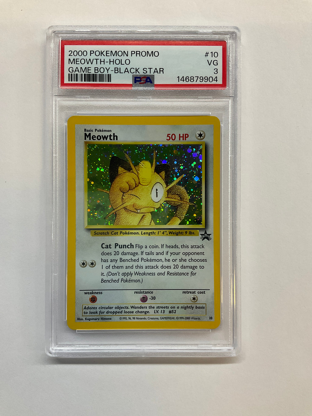2000 Pokemon Promo Meowth Holo Game Boy Black Star #10 PSA 3