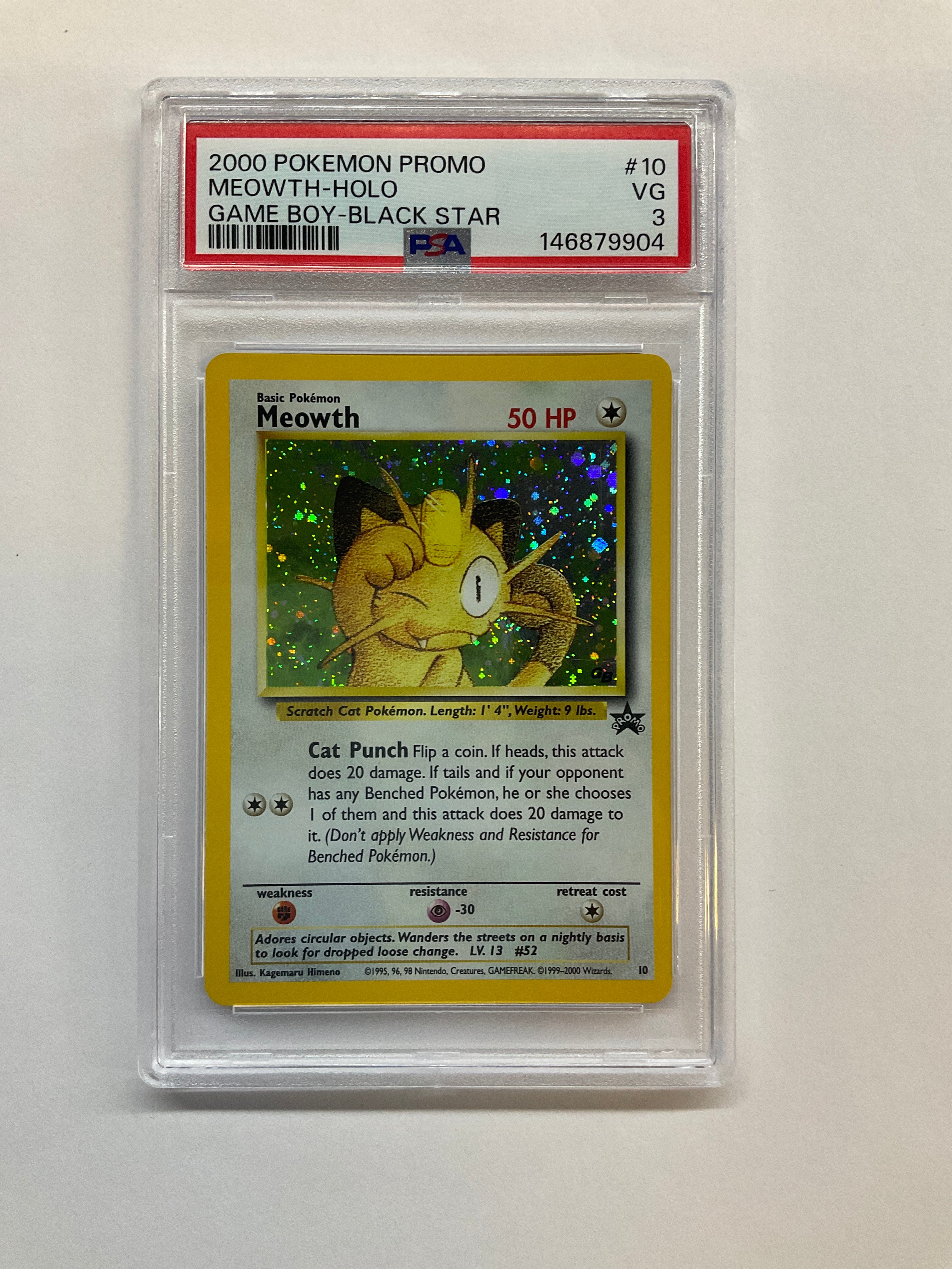 2000 Pokemon Promo Meowth Holo Game Boy Black Star #10 PSA 3