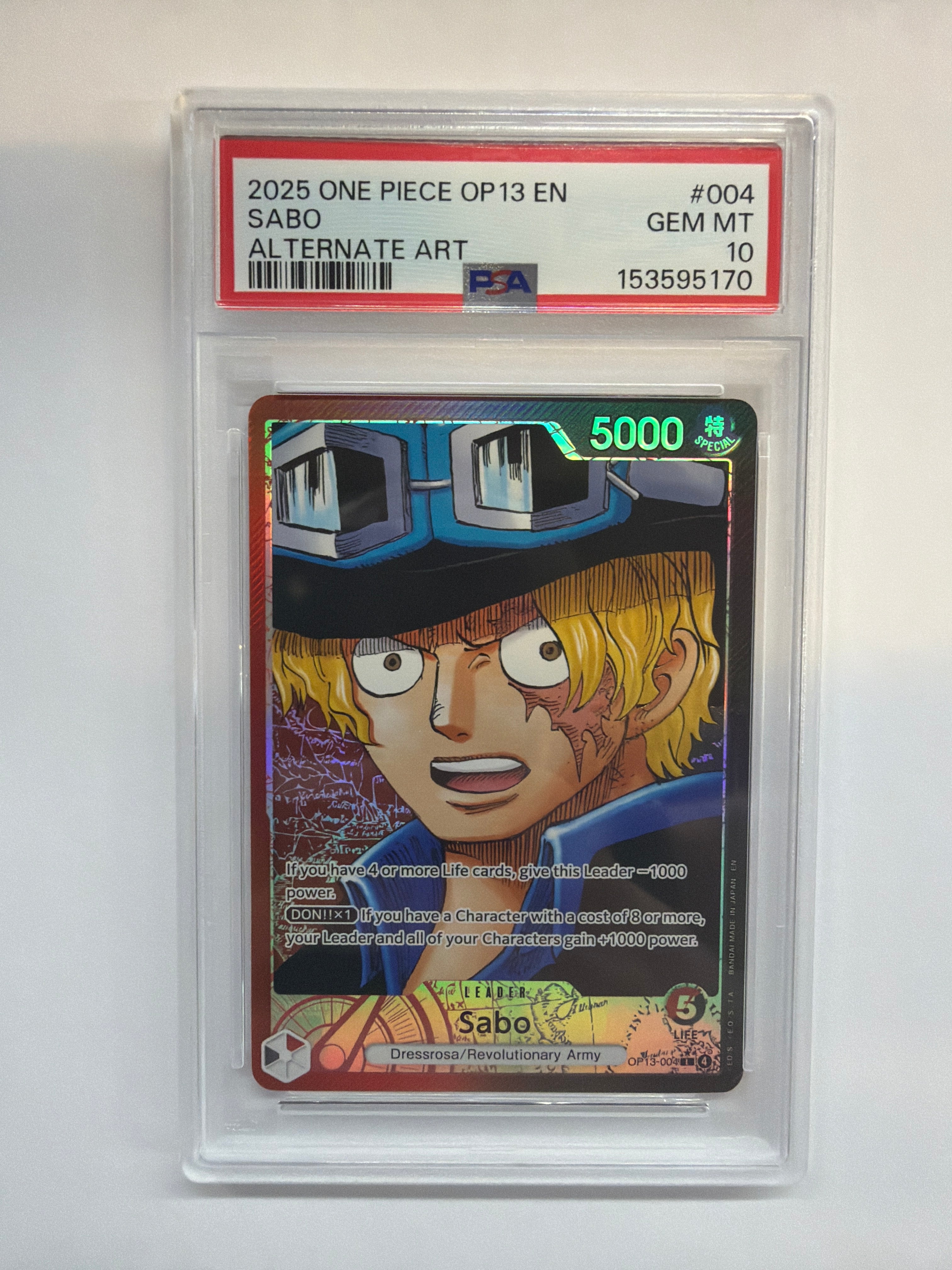 2025 One Piece OP13 Sabo 04 Alt Art PSA 10