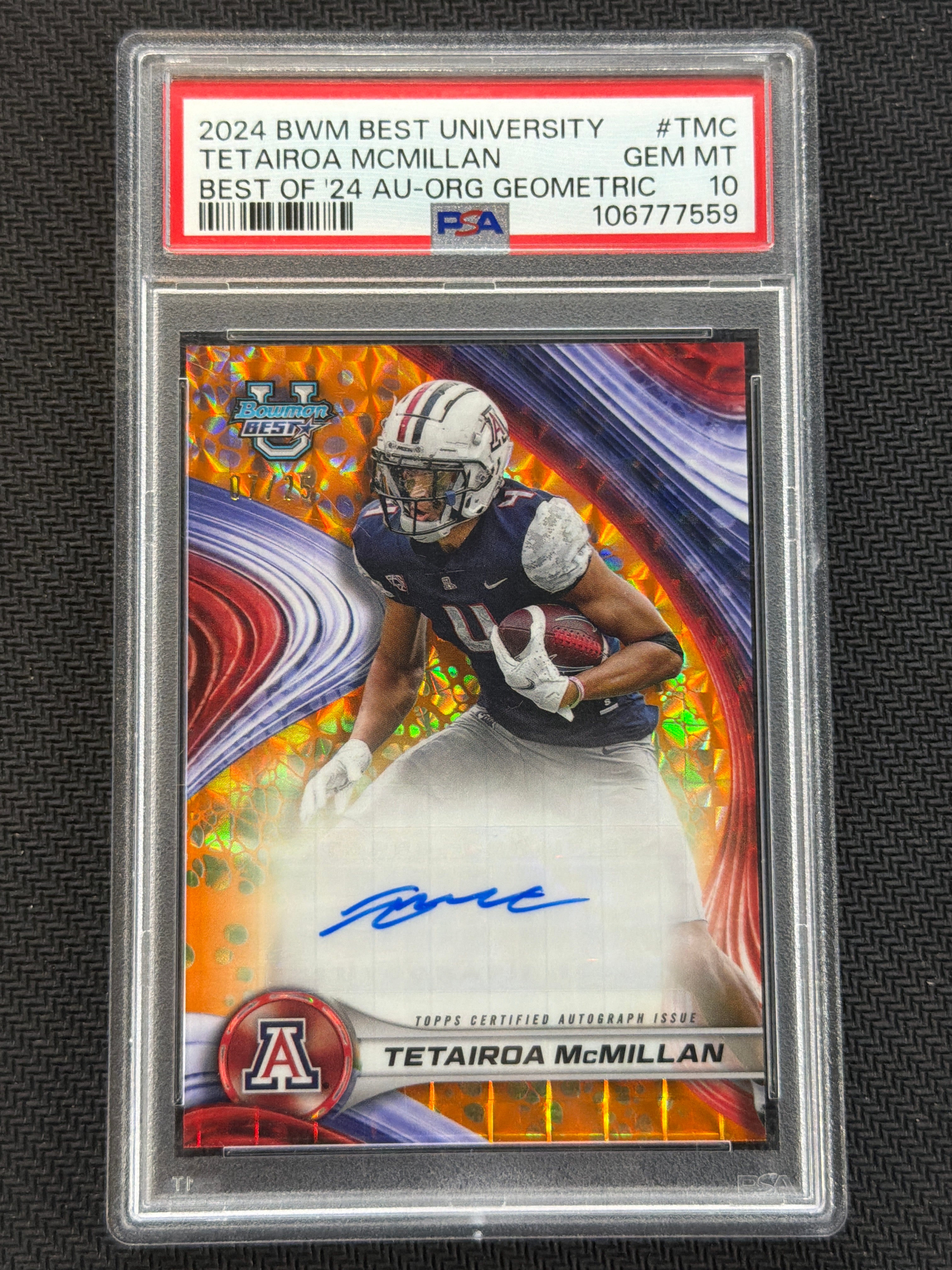 2024 Bowman U Best Tetairoa McMillan Rookie Auto Orange /25 PSA 10 559
