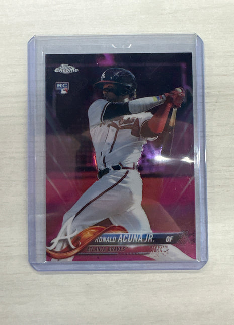 2018 Topps Chrome Ronald Acuna Pink Rookie Braves