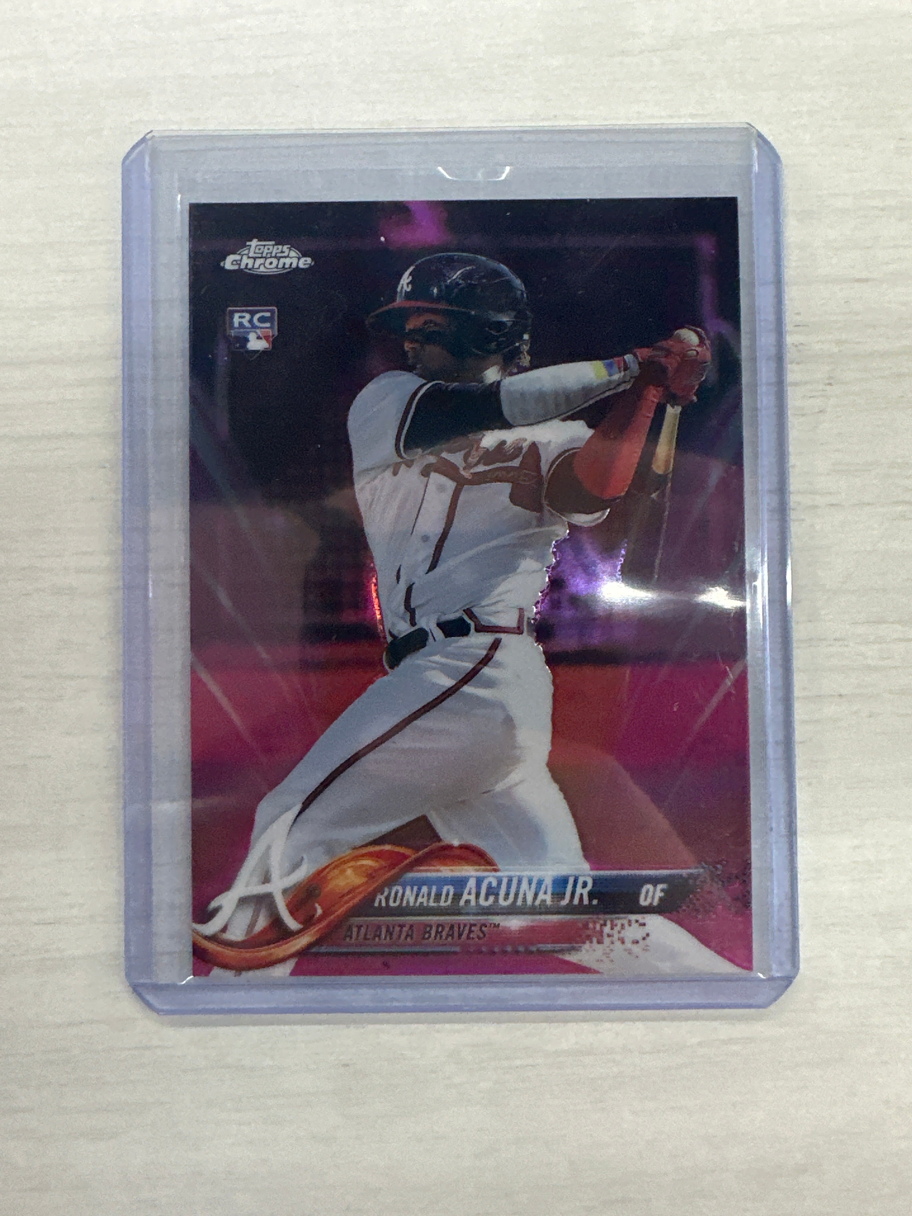 2018 Topps Chrome Ronald Acuna Pink Rookie Braves