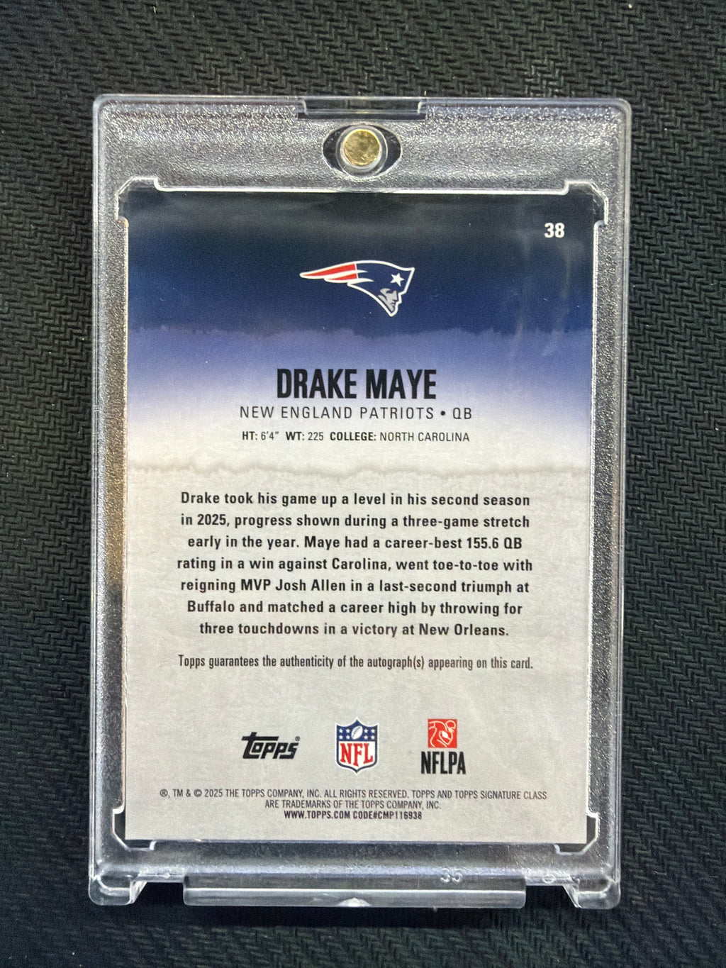 2025 Topps Signature Drake Maye Auto Silver Refractor Patriots