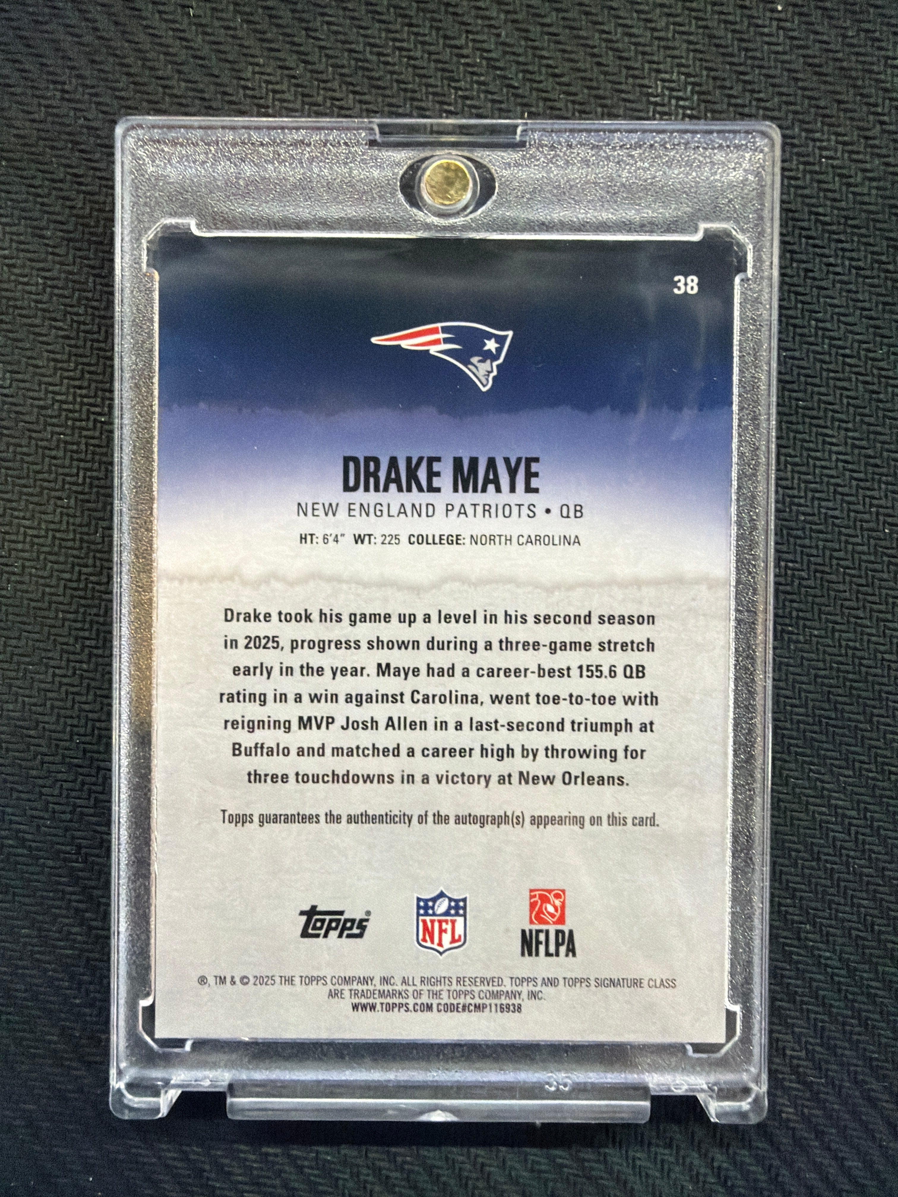 2025 Topps Signature Drake Maye Auto Silver Refractor Patriots