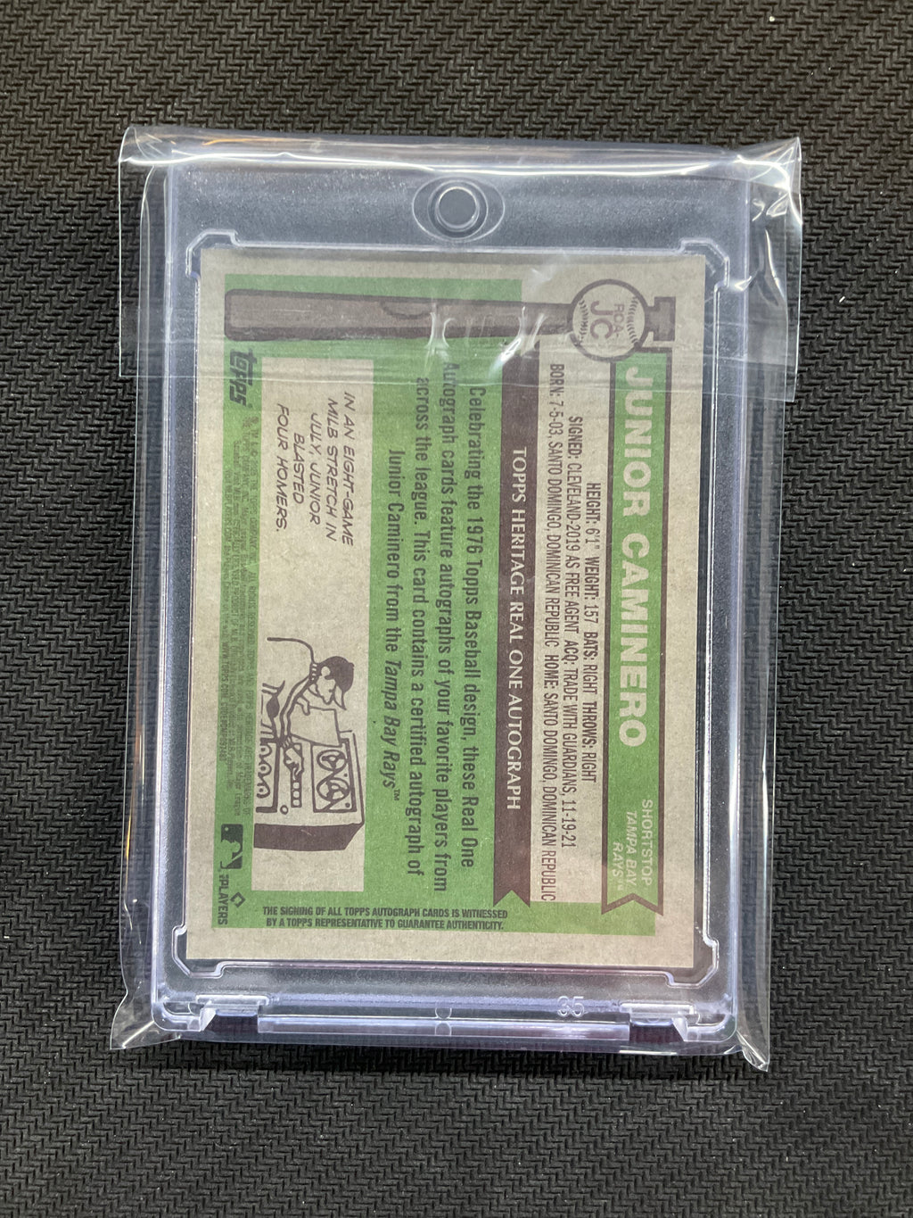 2025 Topps Heritage Junior Caminero Rays Auto
