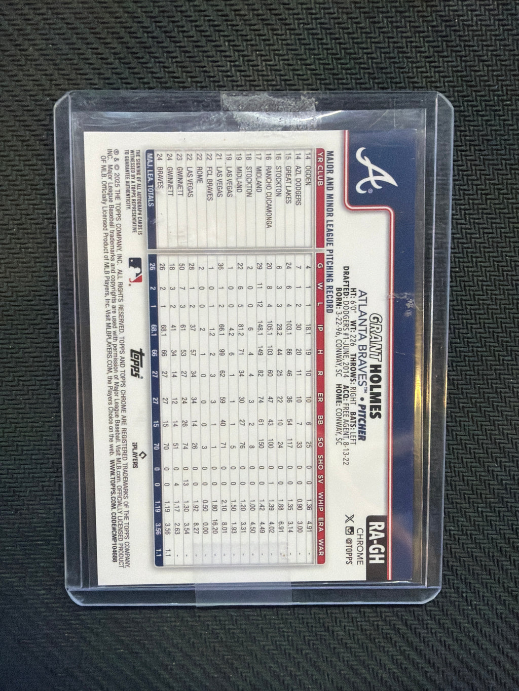 2025 Topps Chrome Grant Holmes Rookie Auto Braves