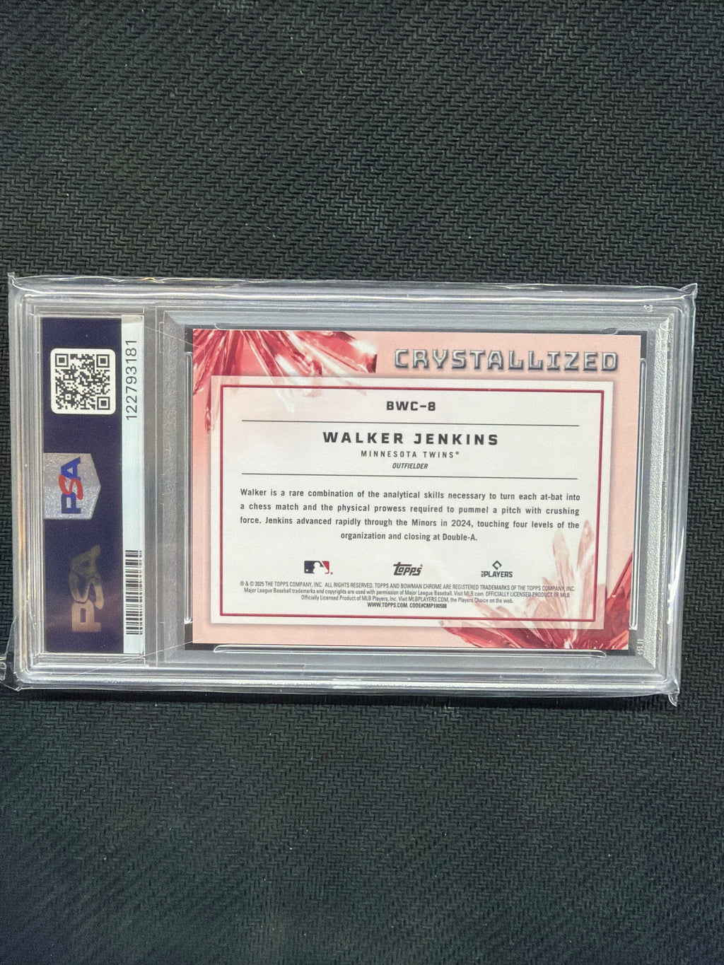 2025 Bowman Walker Jenkins Crystallized Case Hit PSA 10