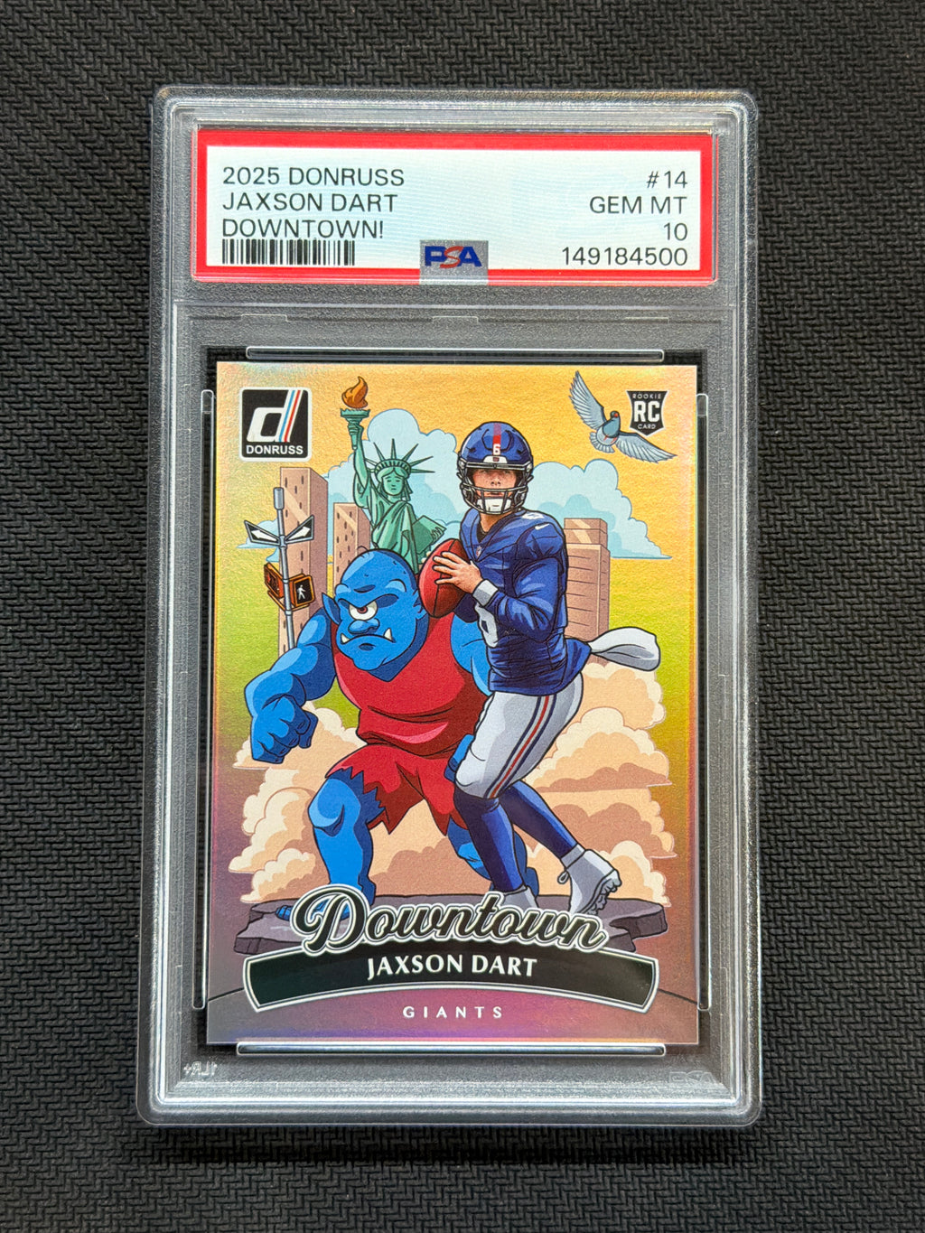 2025 Donruss Jaxson Dart Downtown! Rookie PSA 10 Giants