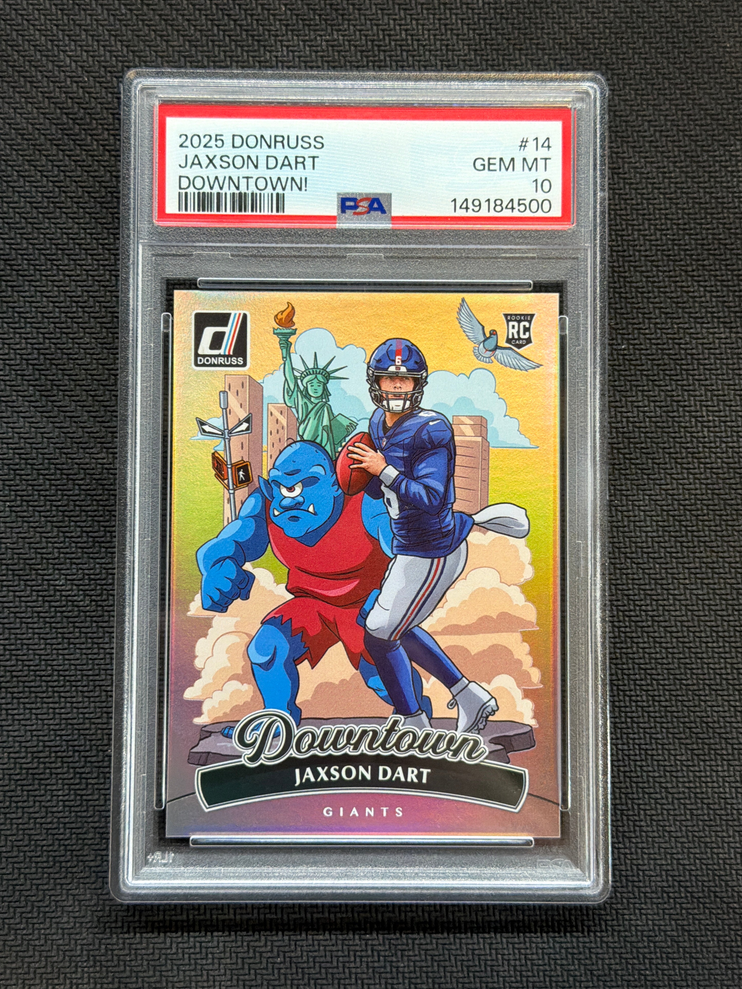 2025 Donruss Jaxson Dart Downtown! Rookie PSA 10 Giants