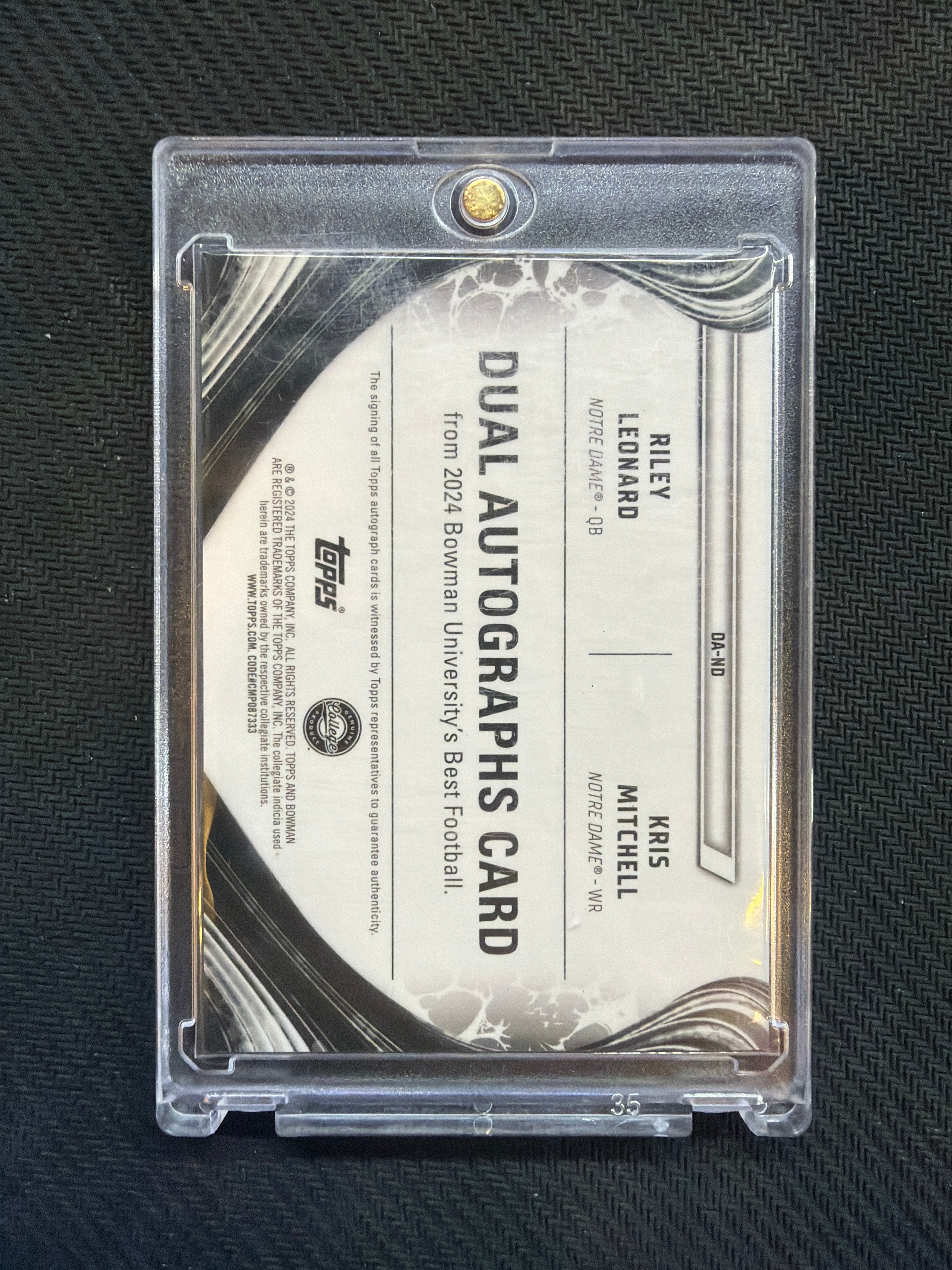 2024 Bowman Best U Riley Leonard Kris Mitchell Dual Auto Notre Dame