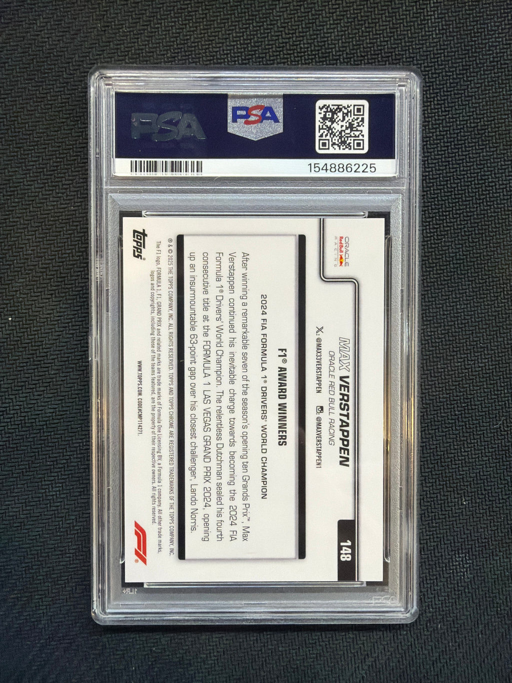 2025 Topps Chrome F1 Max Verstappen Gold Refractor /50 PSA 8