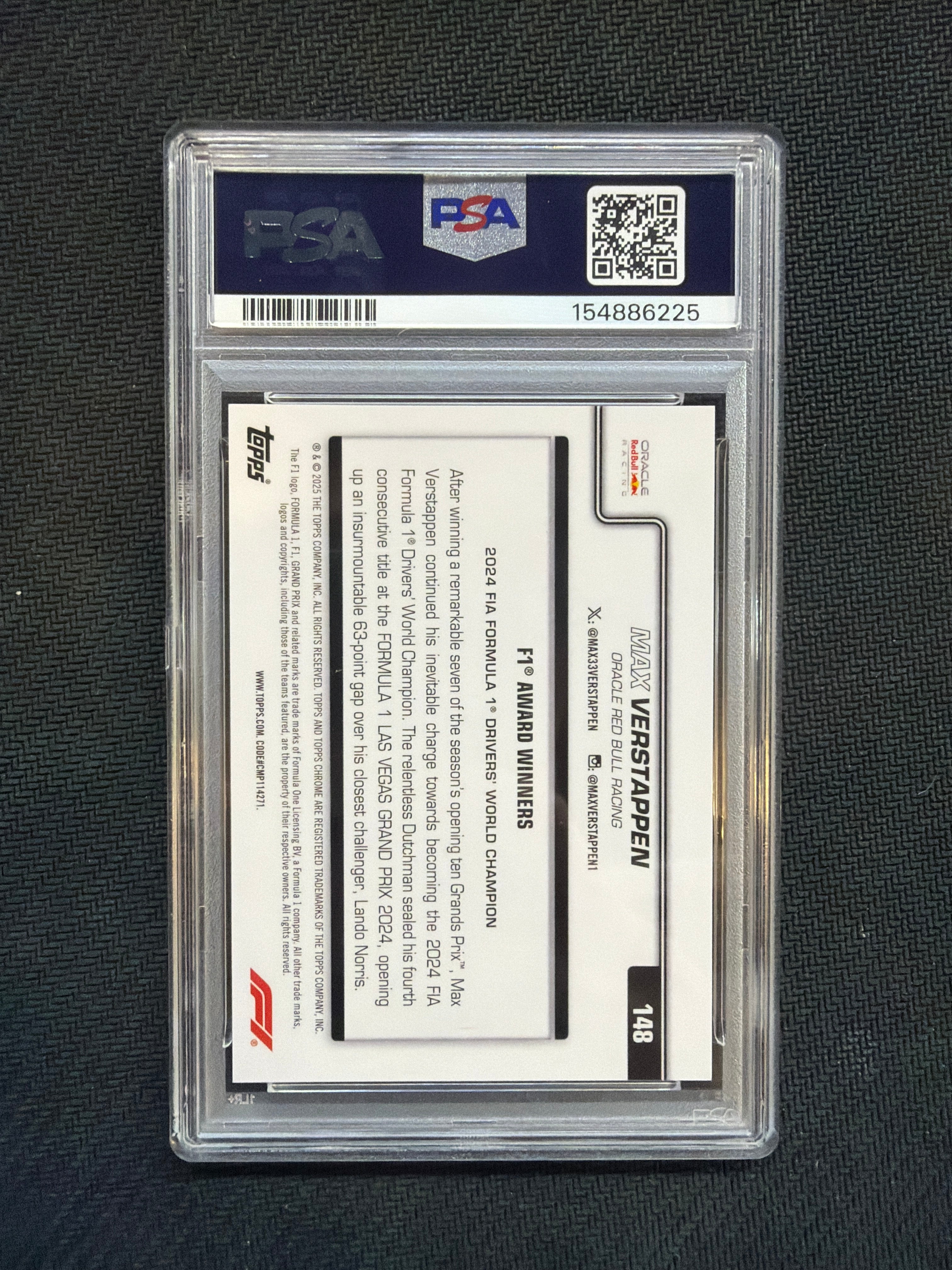 2025 Topps Chrome F1 Max Verstappen Gold Refractor /50 PSA 8