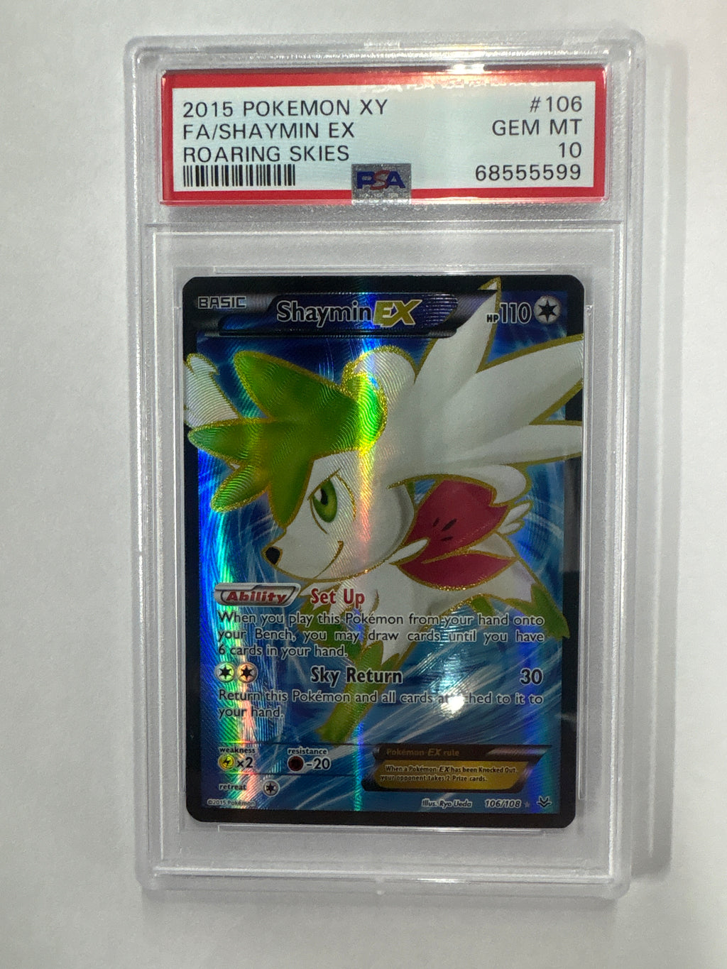 2015 POKEMON XY ROARING SKIES #106 FULL ART/SHAYMIN EX PSA 10