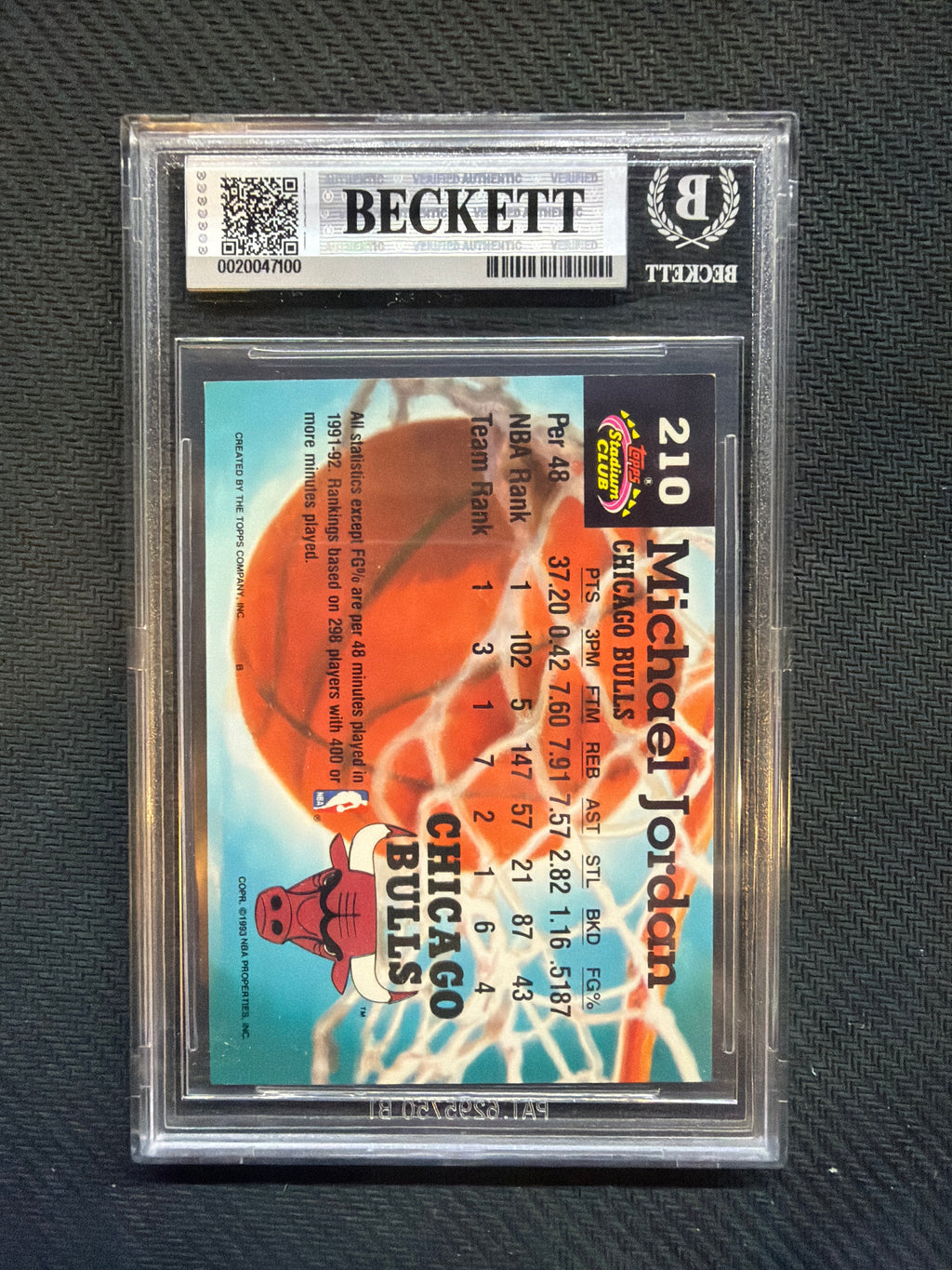 1992-93 Stadium Club Michael Jordan Members Choice BGS 7 Bulls