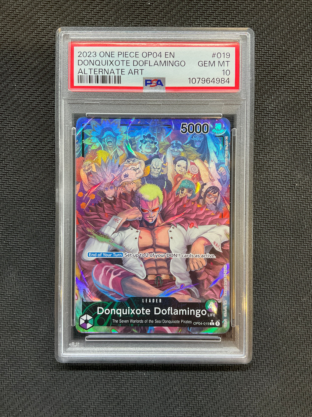 2023 One Piece OP04 Donquixote Doflamingo Alt Art 019 PSA 10