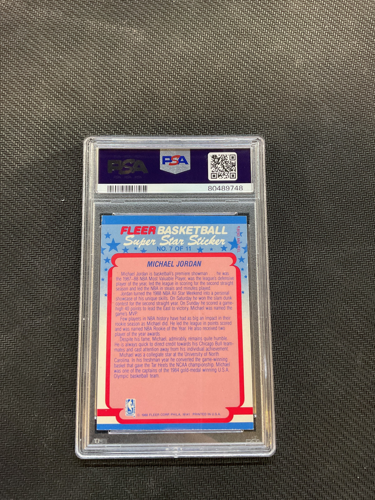 1988 Fleer Stickers Michael Jordan PSA 5 Bulls