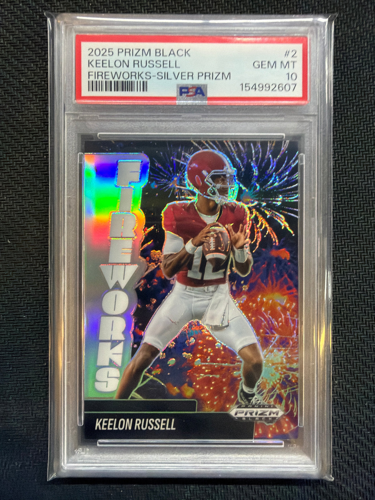 2025 Prizm Black Keelon Russell Fireworks Silver Prizm #2 PSA 10 Alabama