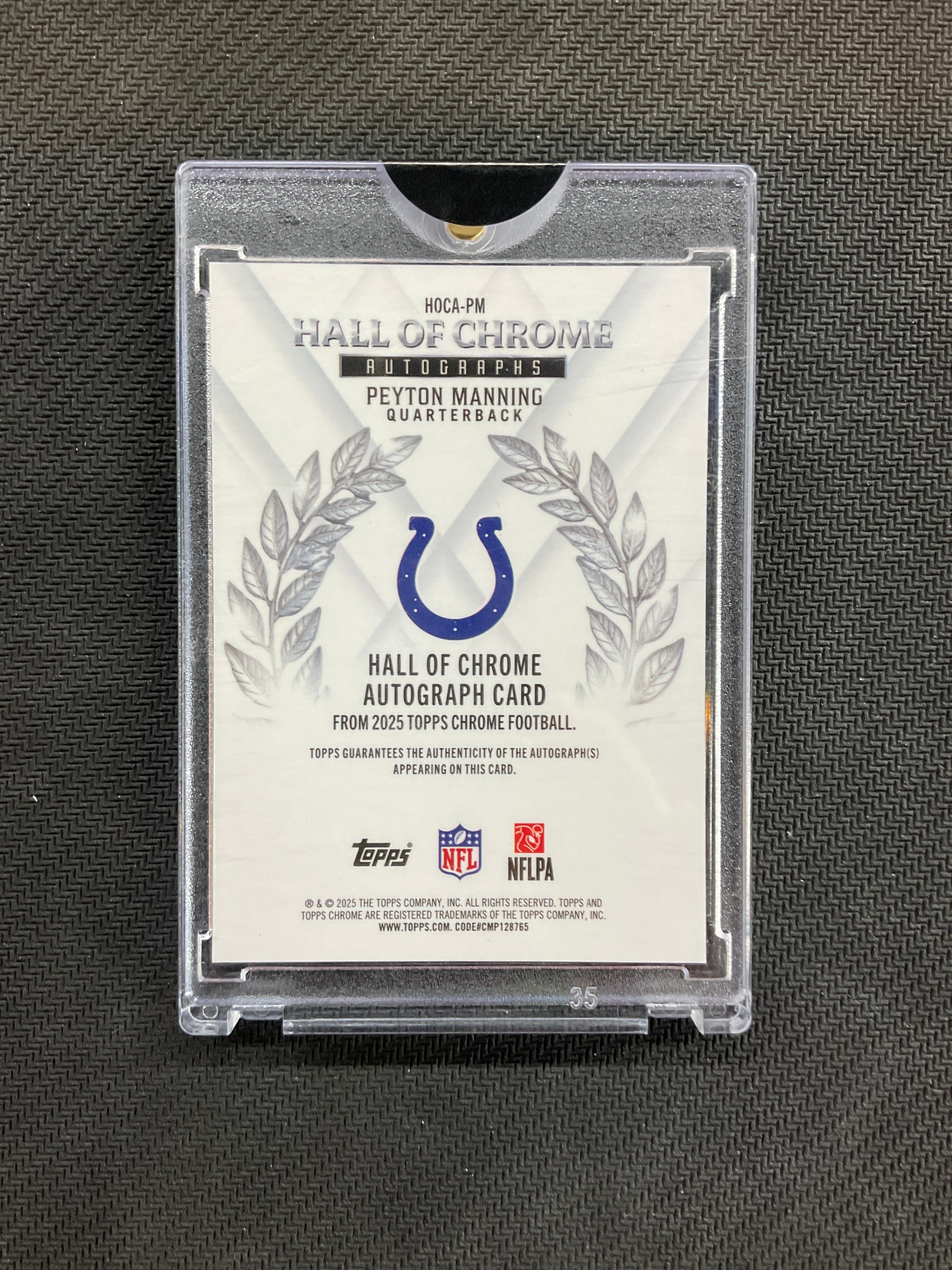 2025 Topps Chrome Peyton Manning Hall Of Chrome Auto Gold /50