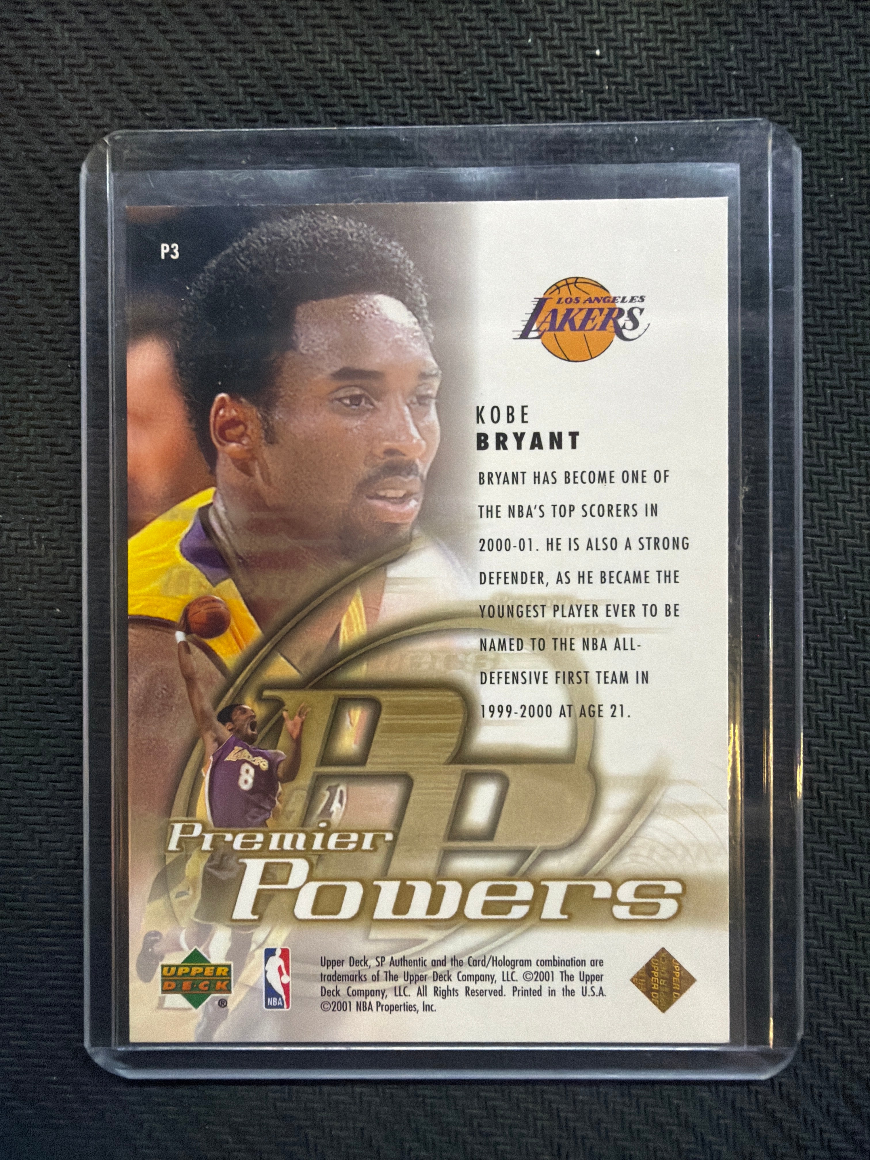 2000 SP Authentic Kobe Bryant Premier Powers #P3 Lakers
