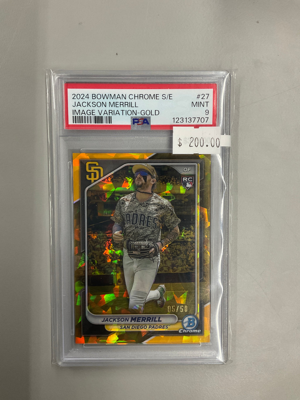 2024 Bowman Chrome Sapphire Jackson Merrill Gold /50 PSA 9  Image SP