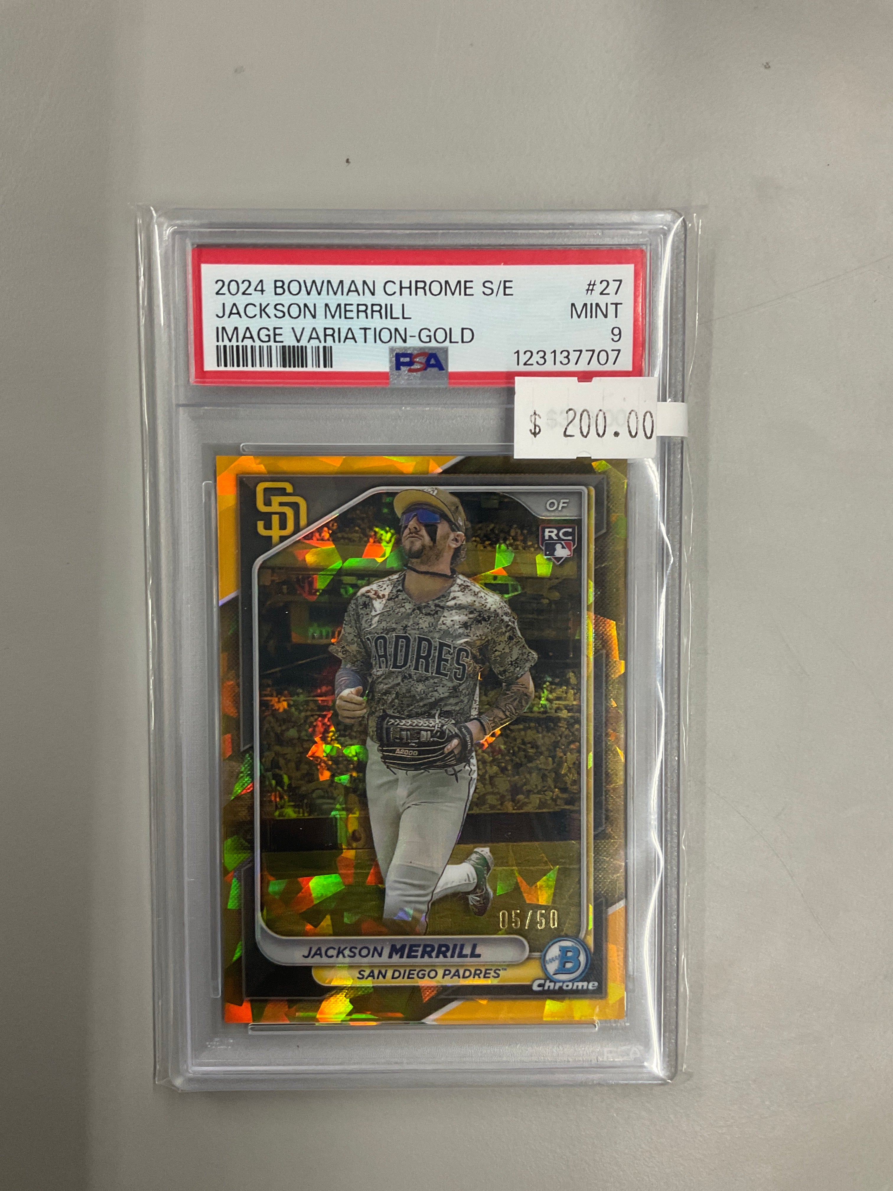 2024 Bowman Chrome Sapphire Jackson Merrill Gold /50 PSA 9  Image SP