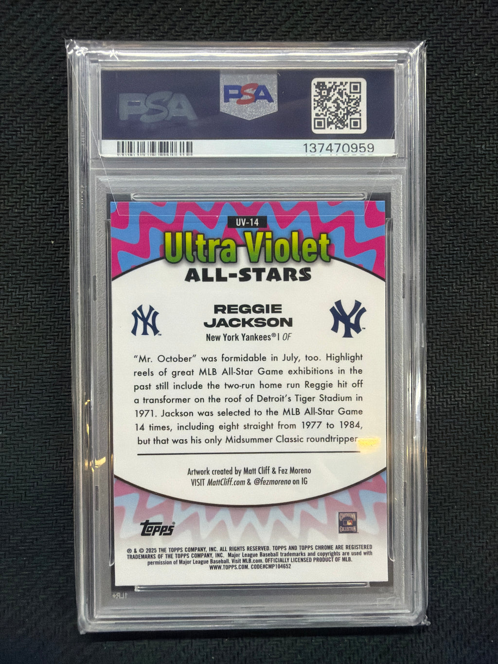 2025 Topps Chrome Reggie Jackson Ultra Violet All Stars PSA 9