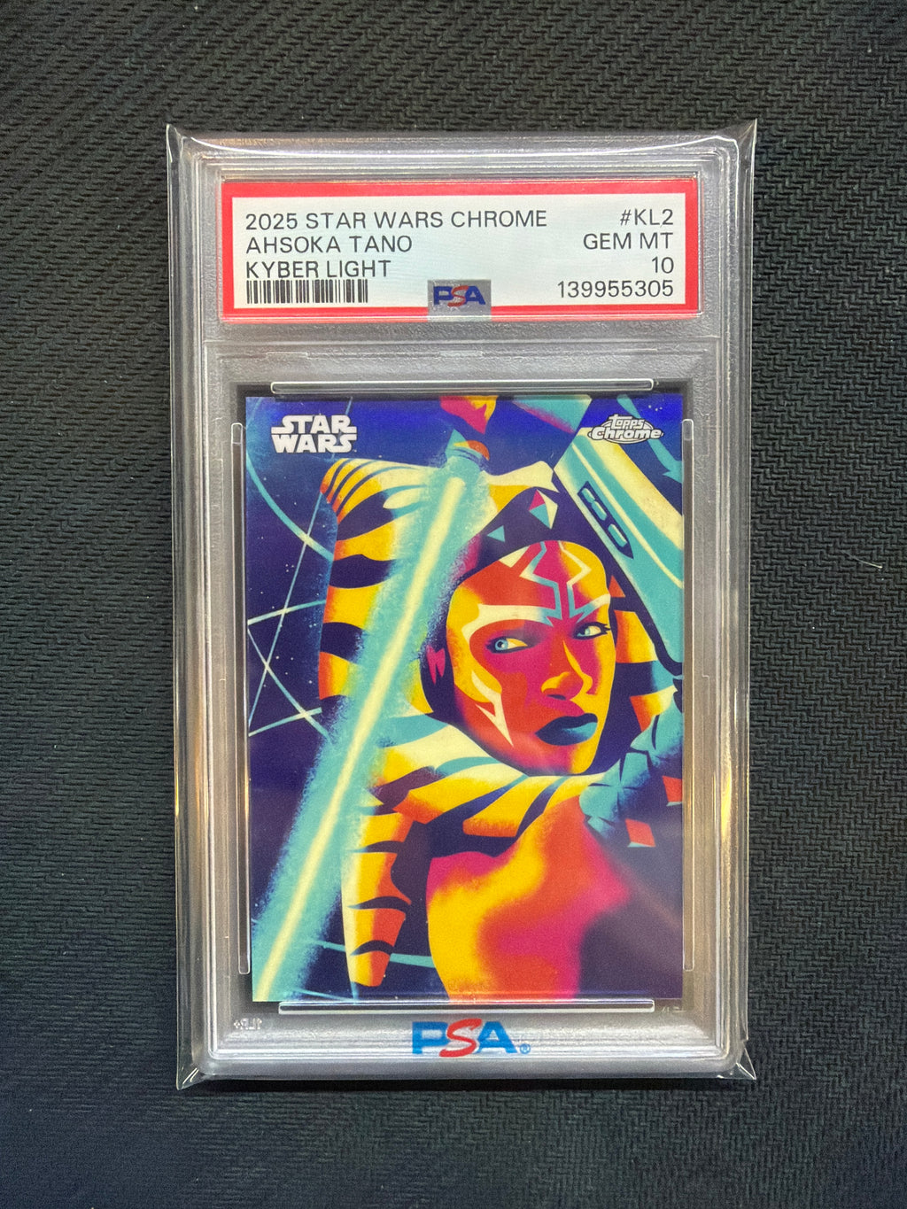 2025 Star Wars Chrome Ahsoka Tano Kyber Light PSA 10