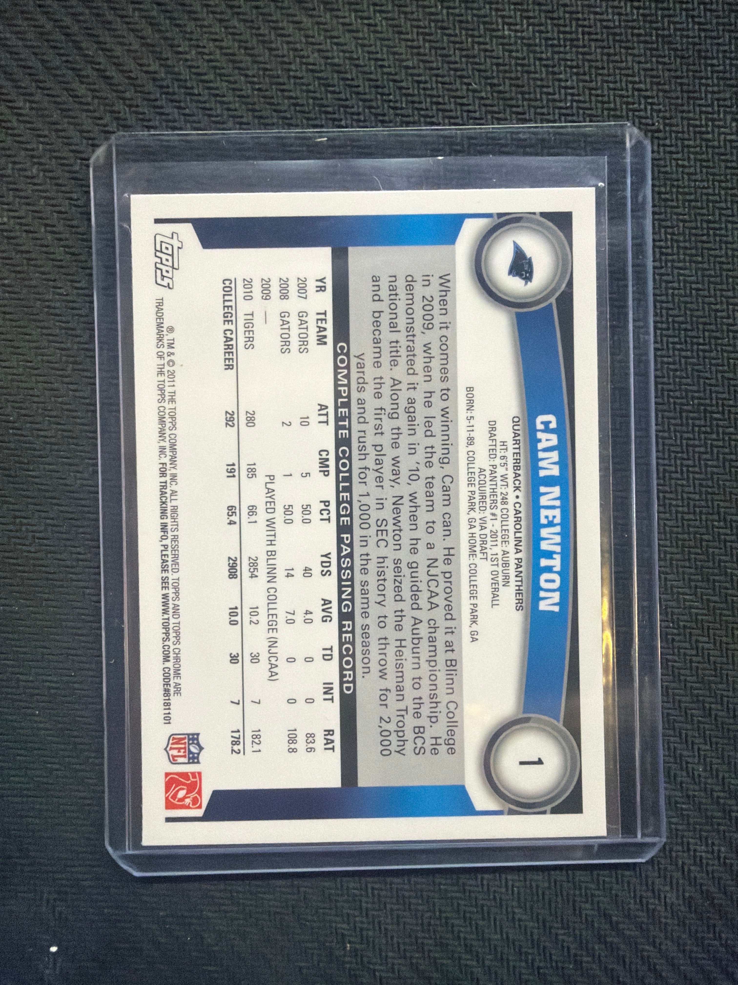 2011 Topps Chrome Cam Newton Rookie Auburn